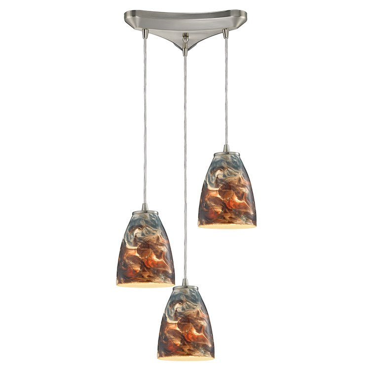Modern Abstract Three-Light Pendant Lighting Fixture for Dining Room, Kitchen Island & Living Room Ceiling | Sleek Contemporary Design