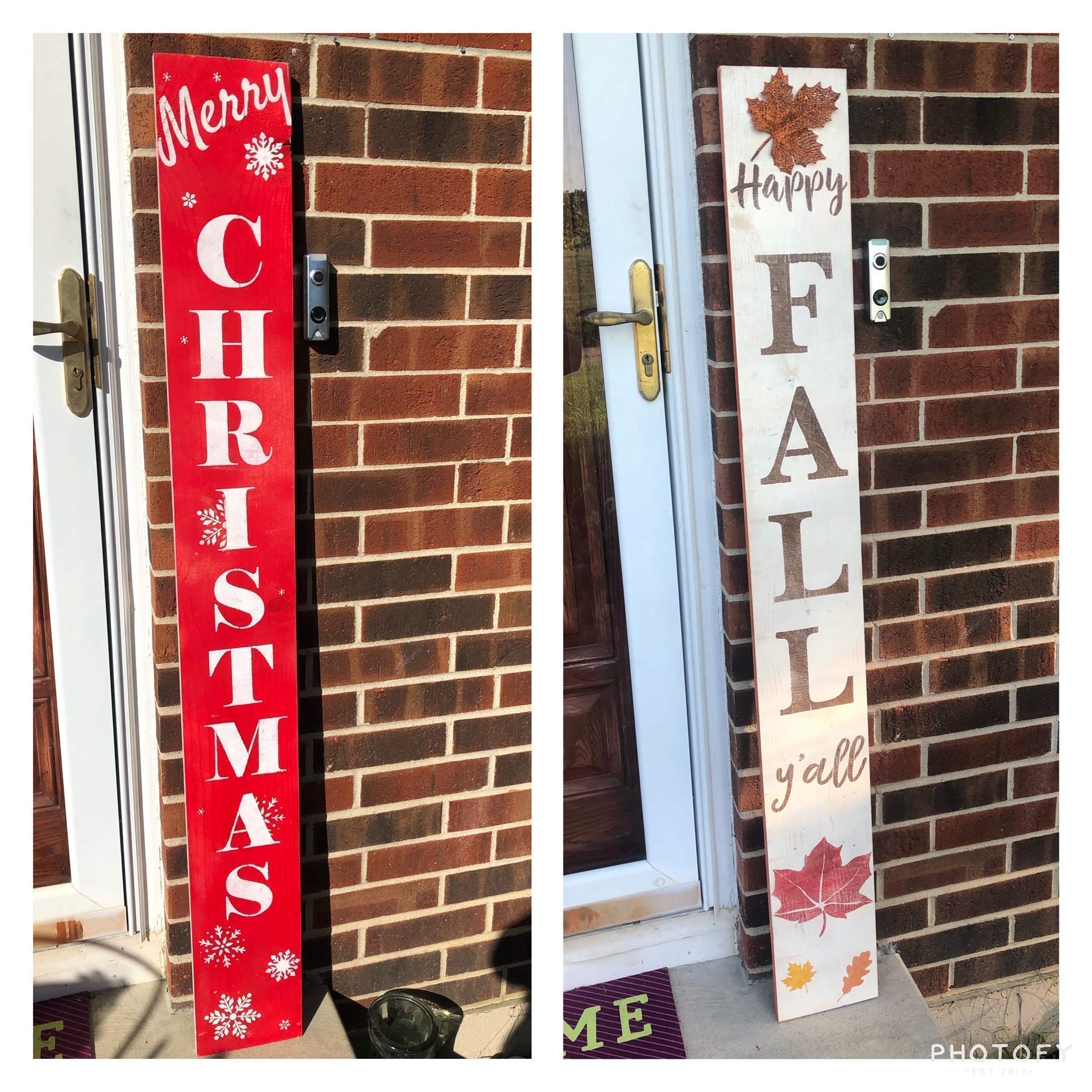 Reversible Front Porch Sign - Customizable XOXO Valentine's Day, Easter & St. Patrick's Holiday Decor - 5ft Two-Sided Handmade Housewarming Gift for Wife & Mom (Cream/Brown/Orange/Yellow/Red) - Perfect for Seasonal Home Decor & Outdoor Welcome Signs