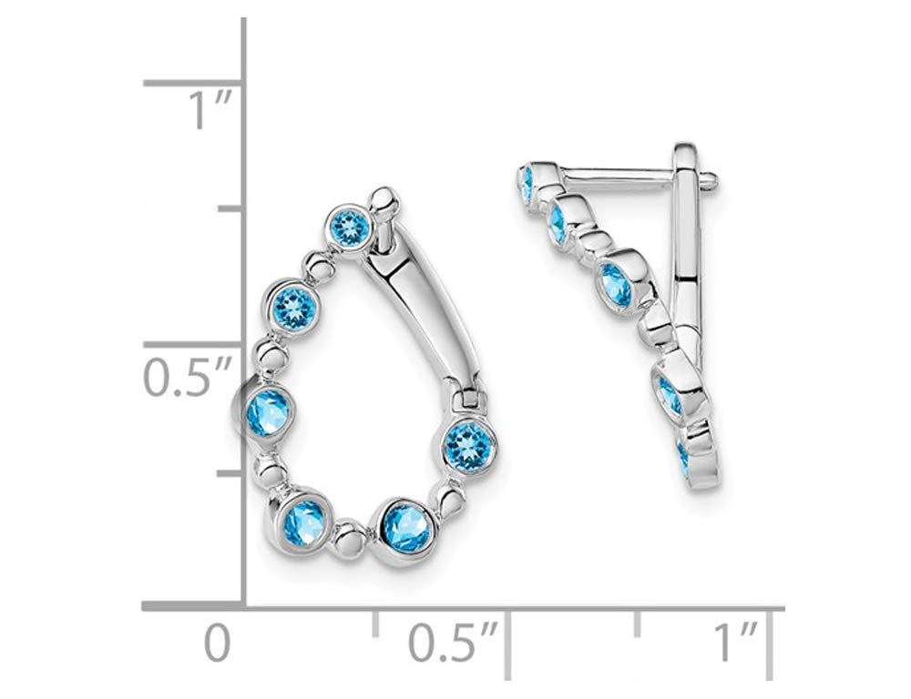 1/2 Carat (ctw) Blue Topaz Hoop Earrings in 14K White Gold - Elegant Dangling Earrings for Women, Perfect for Weddings, Parties & Special Occasions