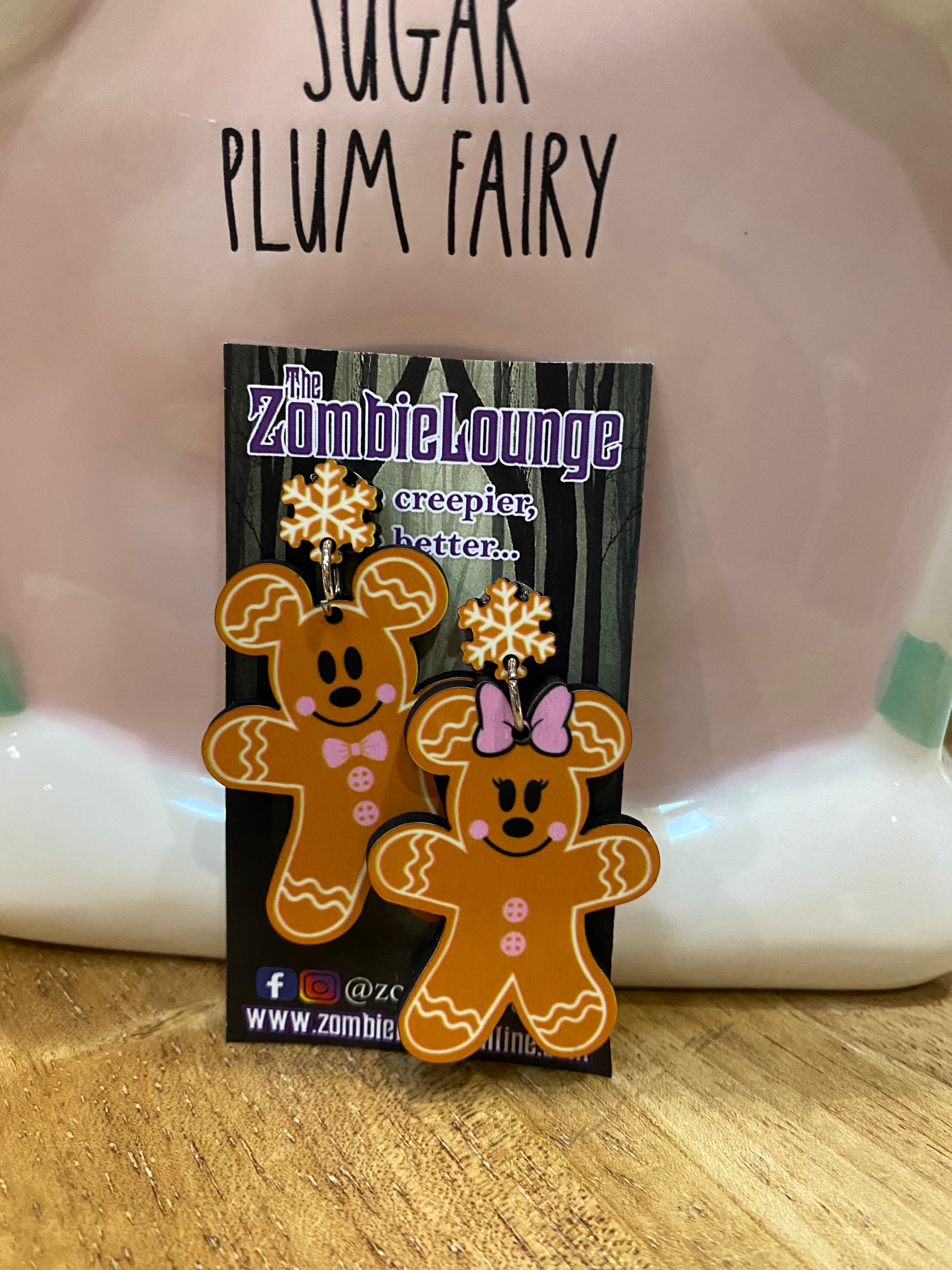 Gingerbread Mouse Earrings - Festive Holiday Jewelry for Christmas & Winter - Perfect for Parties, Gifts & Disney Themed Outfits