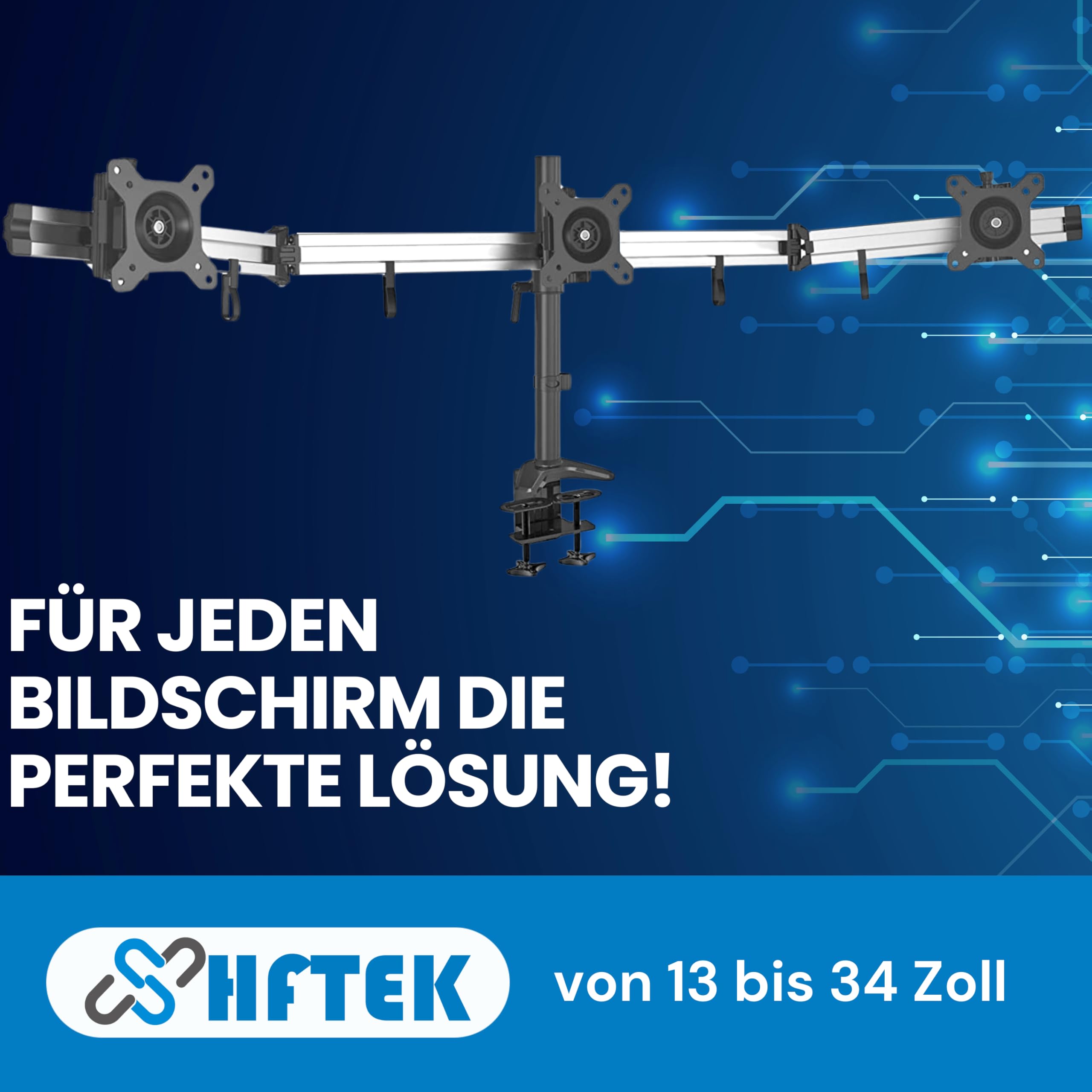 HFTEK Triple Monitor Stand for 15