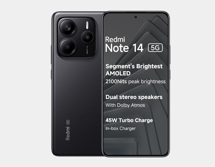 Xiaomi Redmi Note 14 5G Smartphone - 256GB ROM 8GB RAM Dual SIM GSM Unlocked (Midnight Black) - Perfect for Gaming, Streaming & Business Use