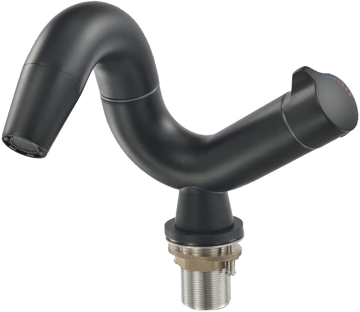 Modern Single Handle Bathroom Sink Faucet - 360° Swivel Spout, Solid Brass Construction in Matte Black - Perfect for Small Bathrooms, Powder Rooms & Vanity Makeovers