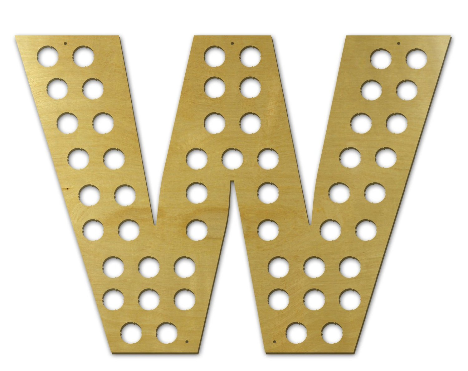 Alphabet Beer Cap Holder - Letter W Wooden Cap Organizer for Beer & Soda Bottles - Perfect for Home Bars, Man Caves & DIY Craft Projects