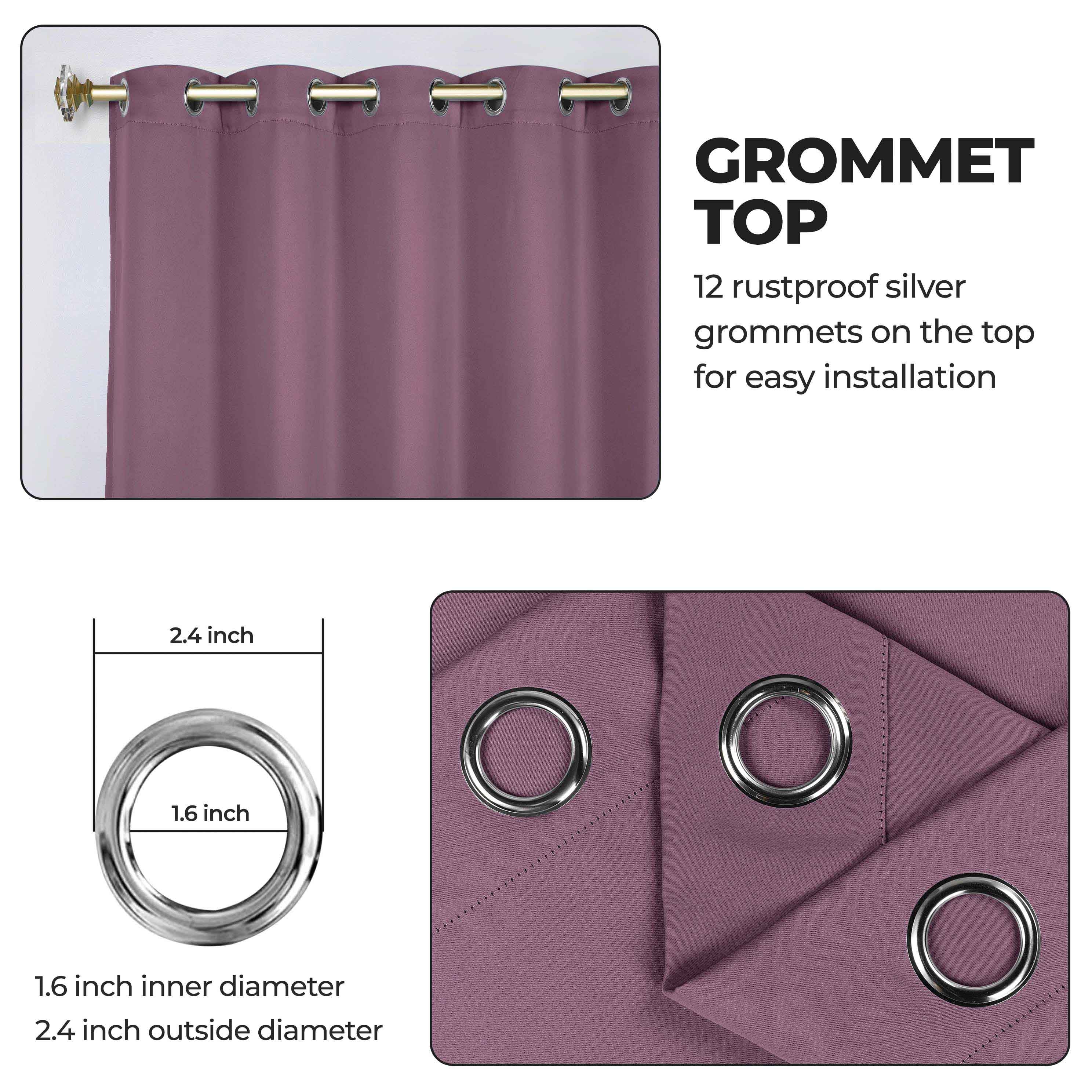 Blackout Curtains Set of 2 - Machine Washable, Room Darkening, Noise Reducing & Thermal Insulated for Bedroom, Nursery & Home Theater
