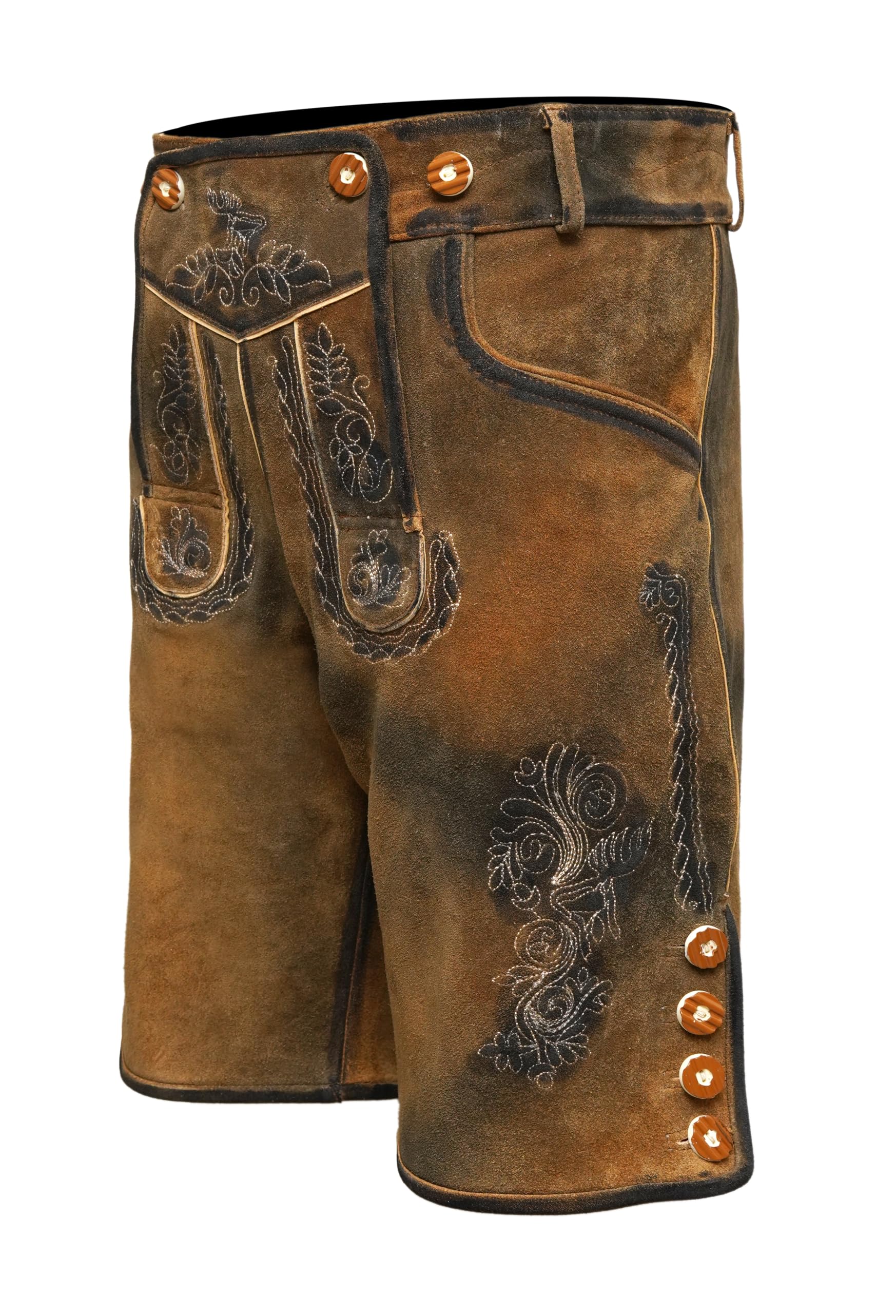 Authentic Men's Bavarian Lederhosen - Genuine Cowhide Leather Shorts with Adjustable Suspenders | Oktoberfest Costume, German Festival Outfit, Beer Party Attire