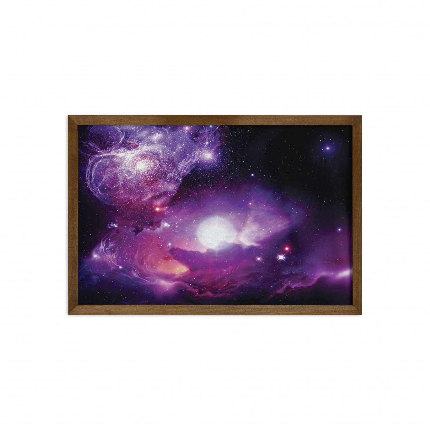 Lunarable Outer Space Framed Wall Art - Fantasy Universe Nebula Galaxy Print with Teak Wood Frame (35