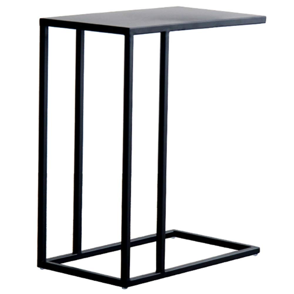 Modern C-Shaped Side End Table for Small Spaces - LXLA Sofa Table with Laptop Holder, Snack Tray - Perfect for Living Room, Bedroom, Office (Black) - Ideal for Coffee, Reading & Remote Work