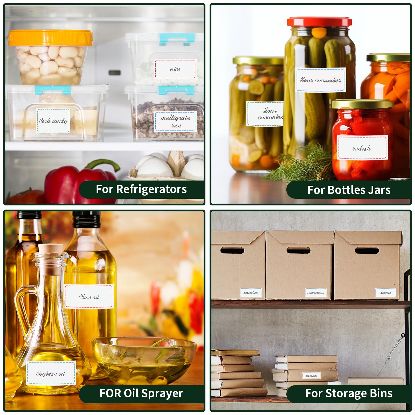1000 Removable Freezer Labels - 1x3 Inches Waterproof, Oil & Tear Resistant Food Stickers for Bottles, Canning Jars, Spice Containers - No Residue Pantry Organization Labels (3 Colors) - Perfect for Kitchen Storage, Meal Prep & Home Organization