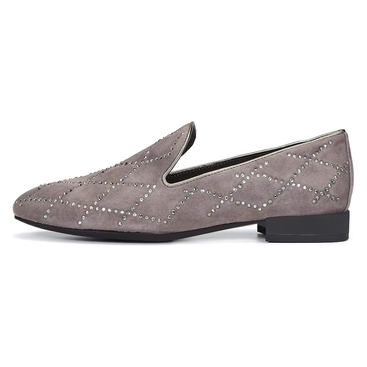 XYD Women's Formal Closed Round Toe Flats - Low Heel Loafers with Studs for Office Ladies | Comfortable Walking & Driving Shoes for Work, Commuting & Business Events