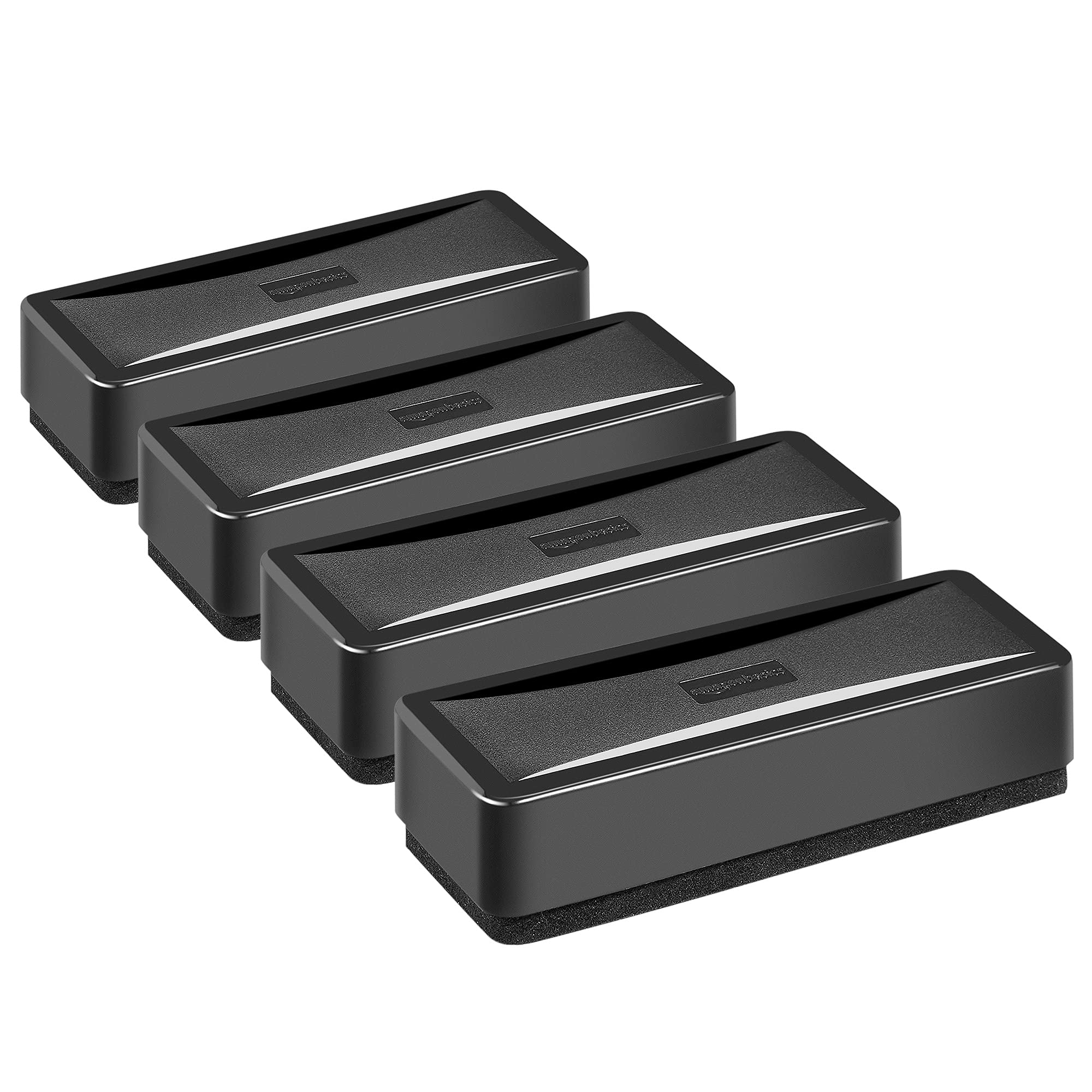 Amazon Basics Whiteboard Eraser 4-Pack - Premium Dry Erase Board Cleaners for Office, Home & School - Black Erasers for Whiteboards, Glass Boards & Magnetic Boards - Perfect for Meetings, Classrooms & Home Offices