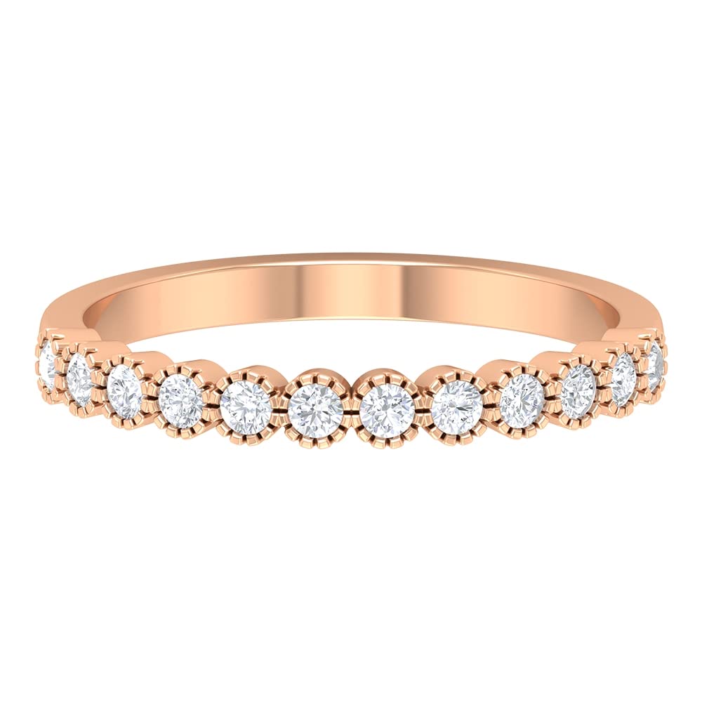 1/2 CT Moissanite Gold Half Eternity Ring - 14K Solid Gold Milgrain Bezel Set Wedding Band for Women | Perfect for Engagement, Anniversary, and Bridal Jewelry Gifts