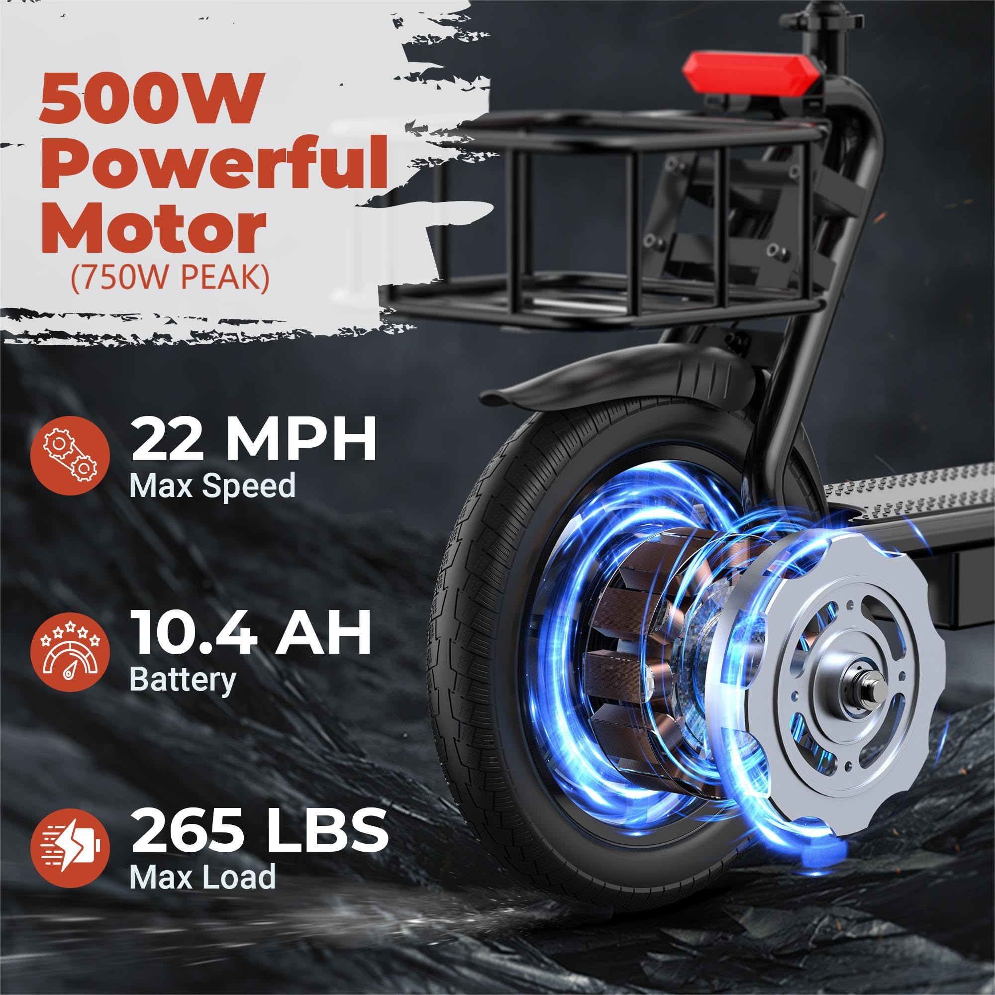 750W Electric Scooter with Seat - 22 MPH Top Speed, 27-49 Mile Range, 14