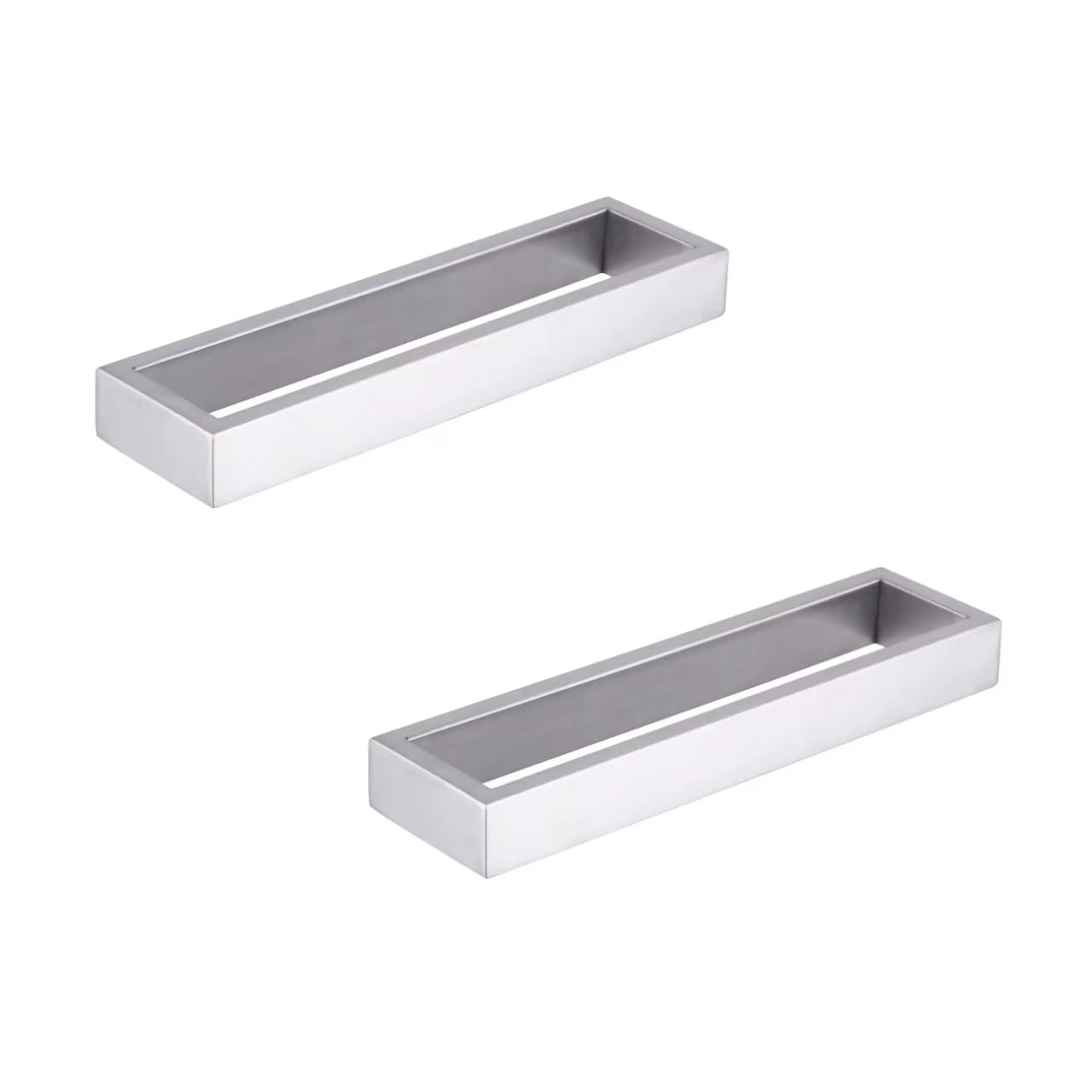 Modern Square Towel Holder - Brushed Stainless Steel Wall Mounted Towel Hanger & Ring Set (2 Pack) - Bathroom Accessories for Spa, Hotel & Home Decor - HG1716-2LS
