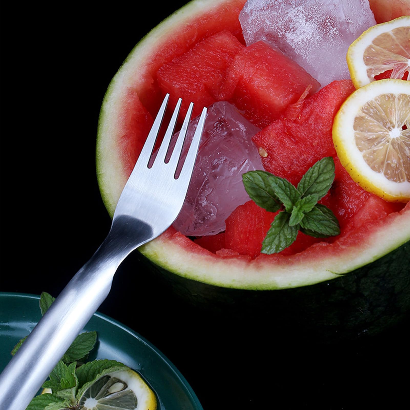 Stainless Steel Double-Ended Fruit Forks - Watermelon Cutter & Appetizer Picks Set - Lightweight Portable Kitchen Tools for Picnics, BBQs, and Party Snacks