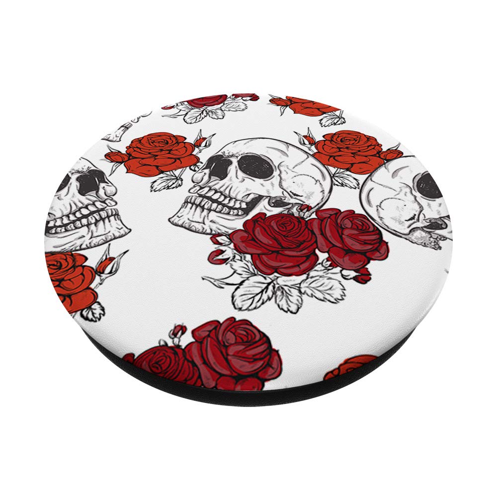 Distressed Skull With Roses PopSockets PopGrip - Swappable Phone Grip for iPhone, Samsung & Tablets - Perfect for Gaming, Selfies & Everyday Use