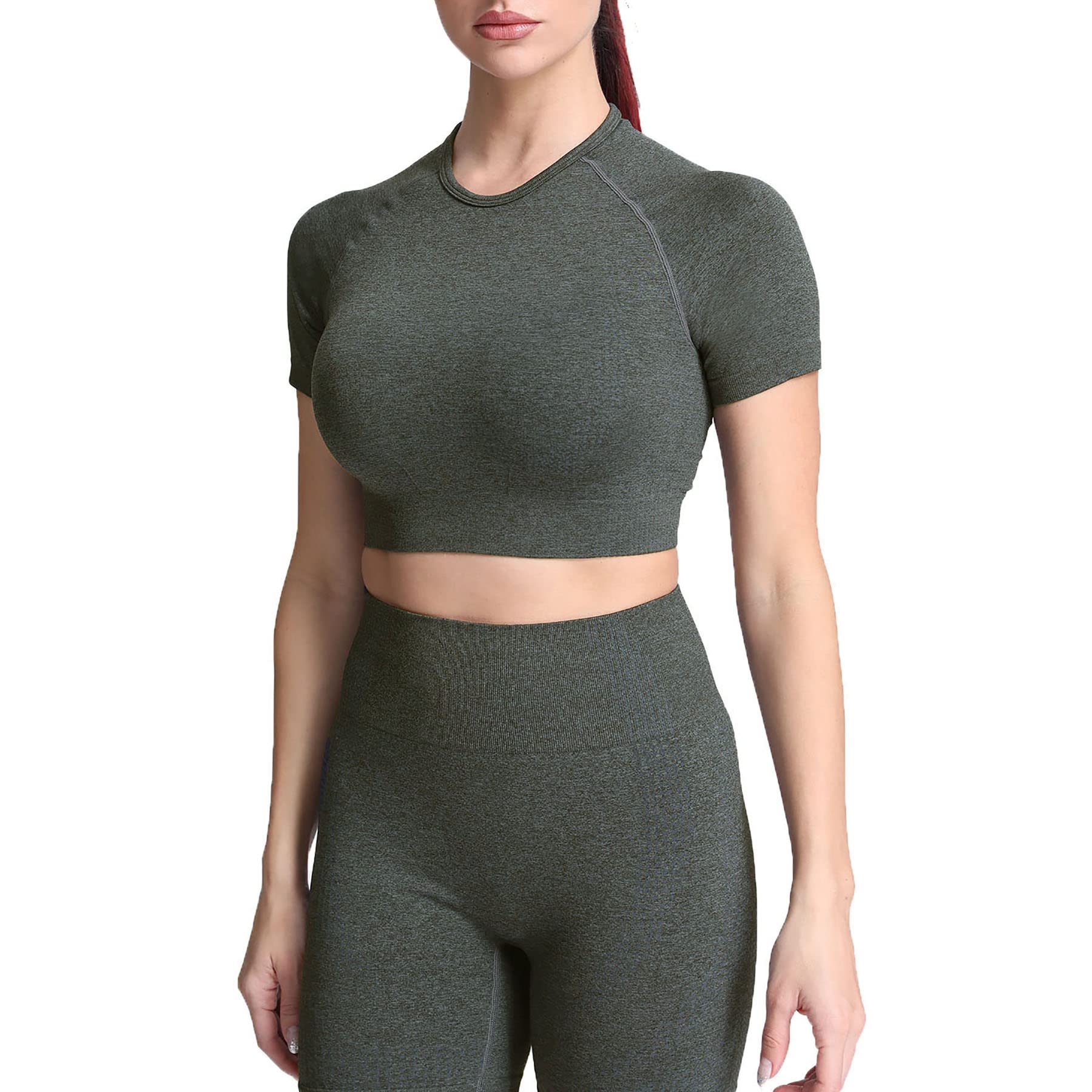 Aoxjox Women's Seamless Crop Top - Breathable Workout Shirt for Yoga, Gym & Running | Moisture-Wicking Activewear for Fitness & Sports | Perfect for Pilates, HIIT & Cardio Training