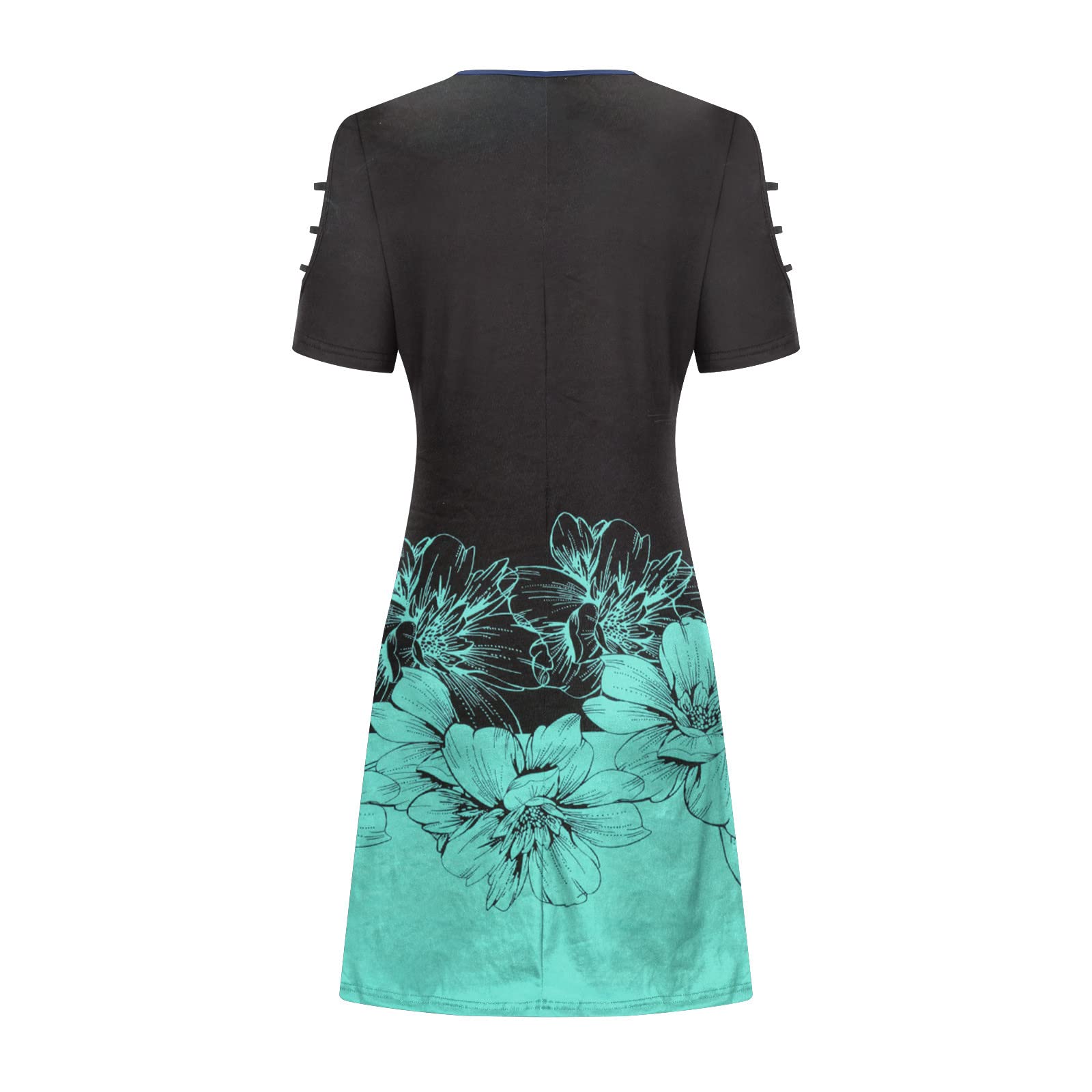 Women's Floral Print Cold Shoulder Summer Dress 2022 - A-Line Boho T-Shirt Midi Sundress for Casual Wear, Spring Outfits & Beach Vacations