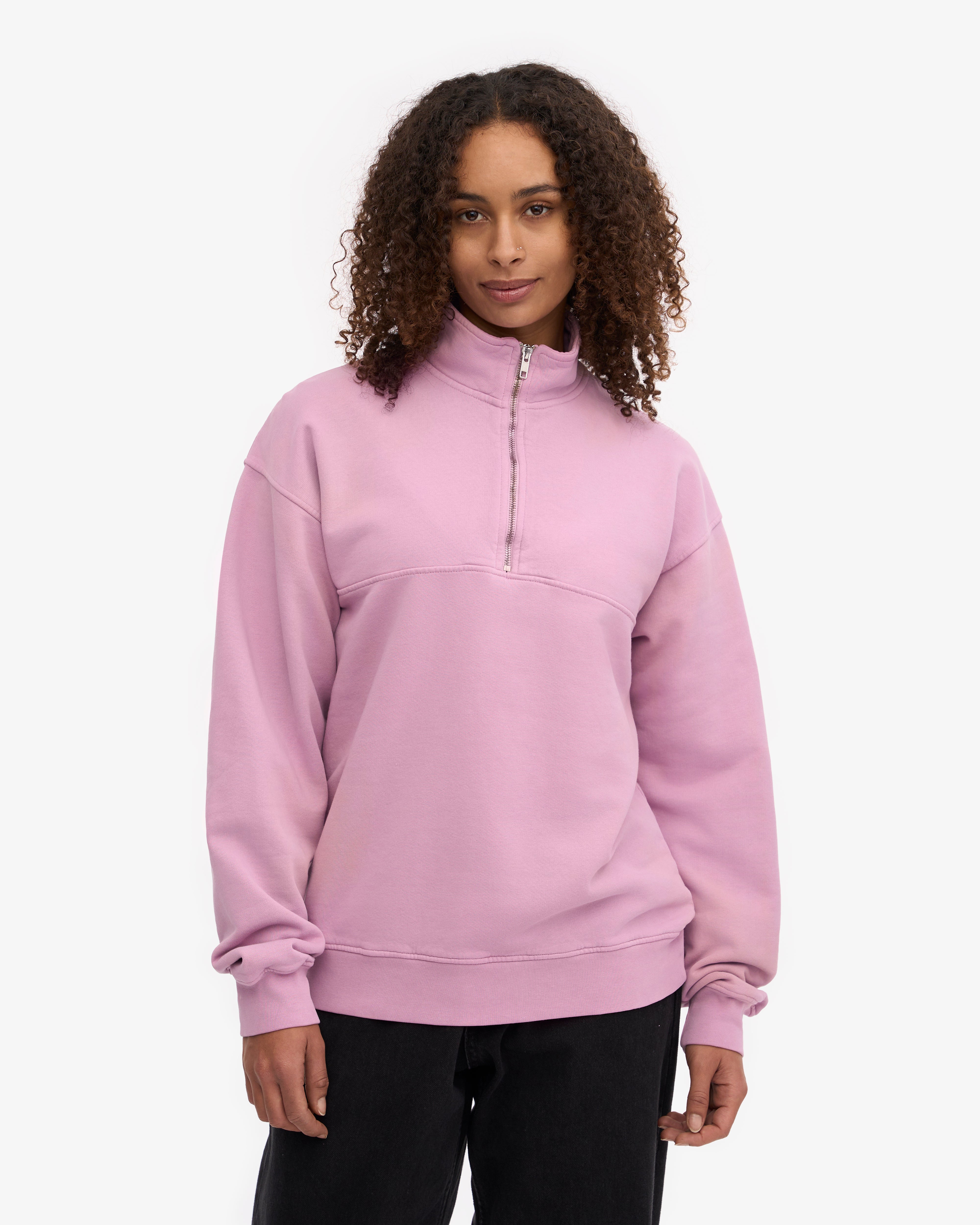 Organic Quarter Zip Sweatshirt for Women - Soft Cherry Blossom Print Pullover - Perfect for Spring Outfits, Casual Wear & Outdoor Activities