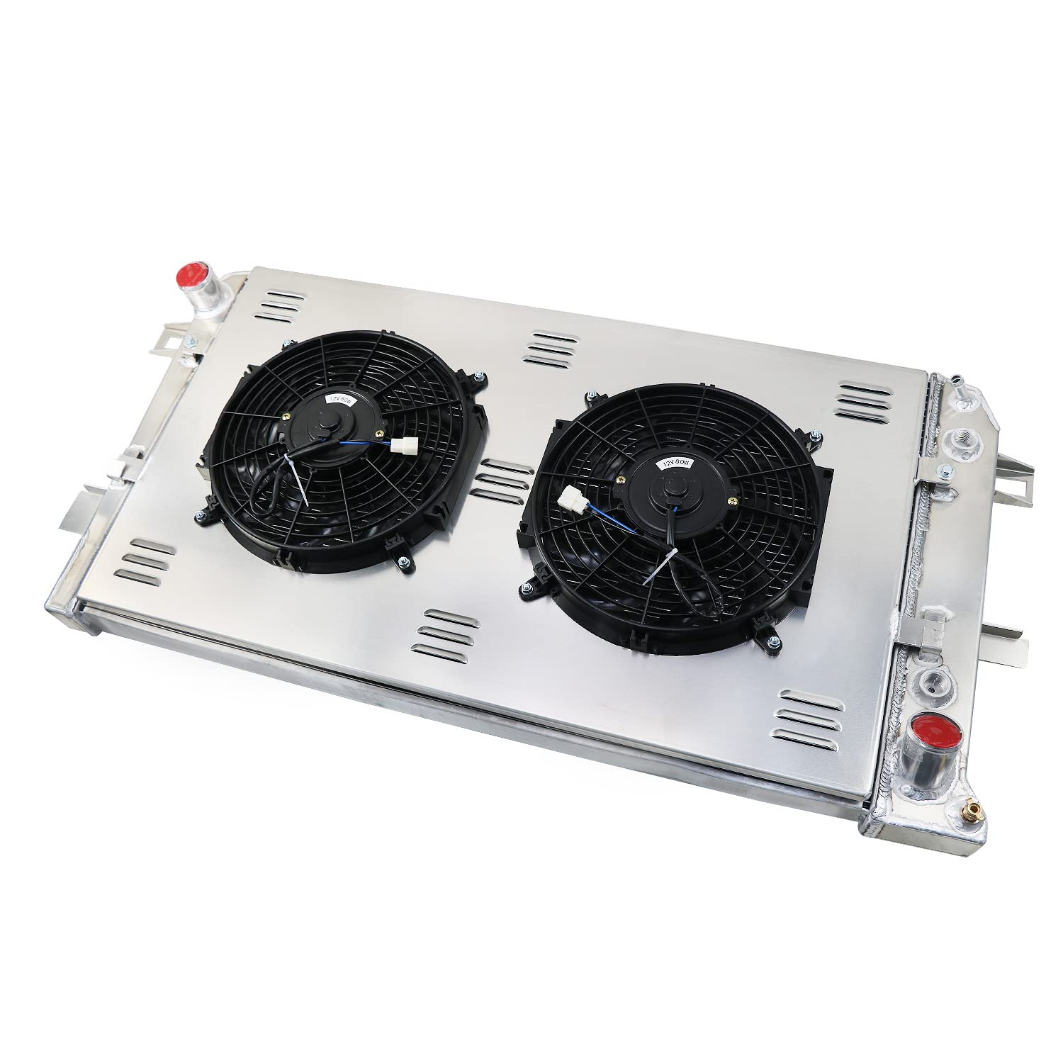 Aluminum Radiator for 2001-2005 GMC Chevy Silverado Sierra 3500 2500 HD 6.6L - 44MM 3 Row Core Cooling System with Electric Fan & Relay Kit - Perfect for Off-Roading, Towing & Heavy-Duty Performance