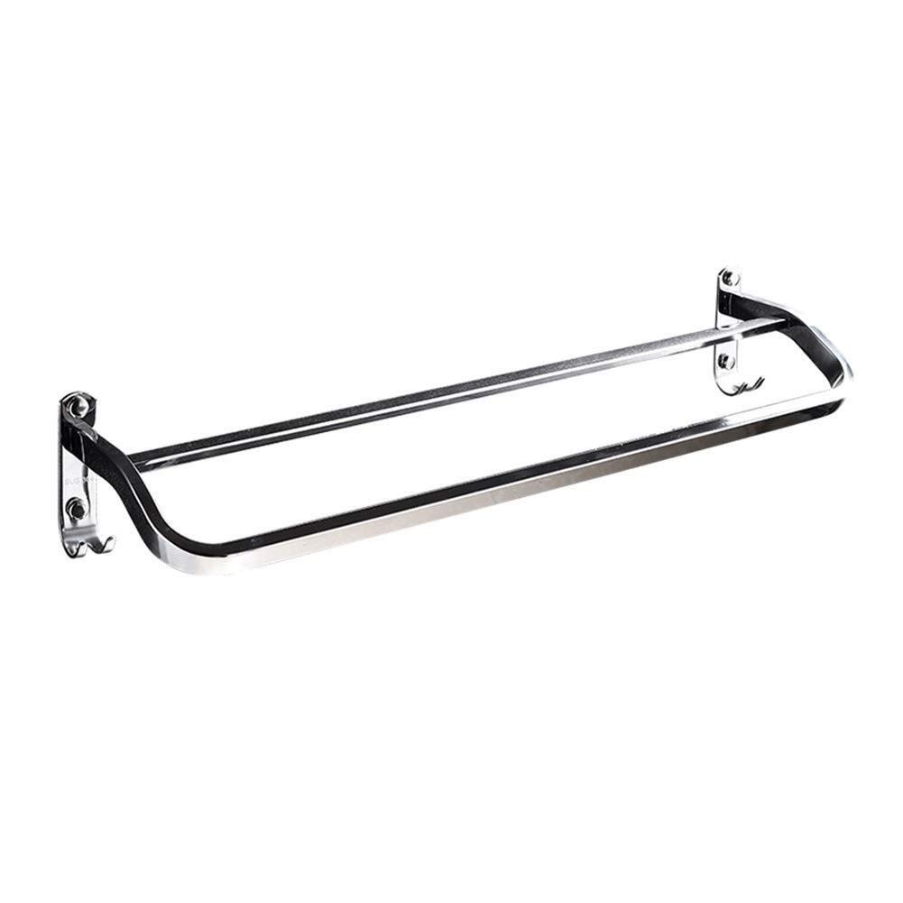 Stainless Steel Double Layer Towel Rack - Wall Mounted for Bathroom & Kitchen (60cm)