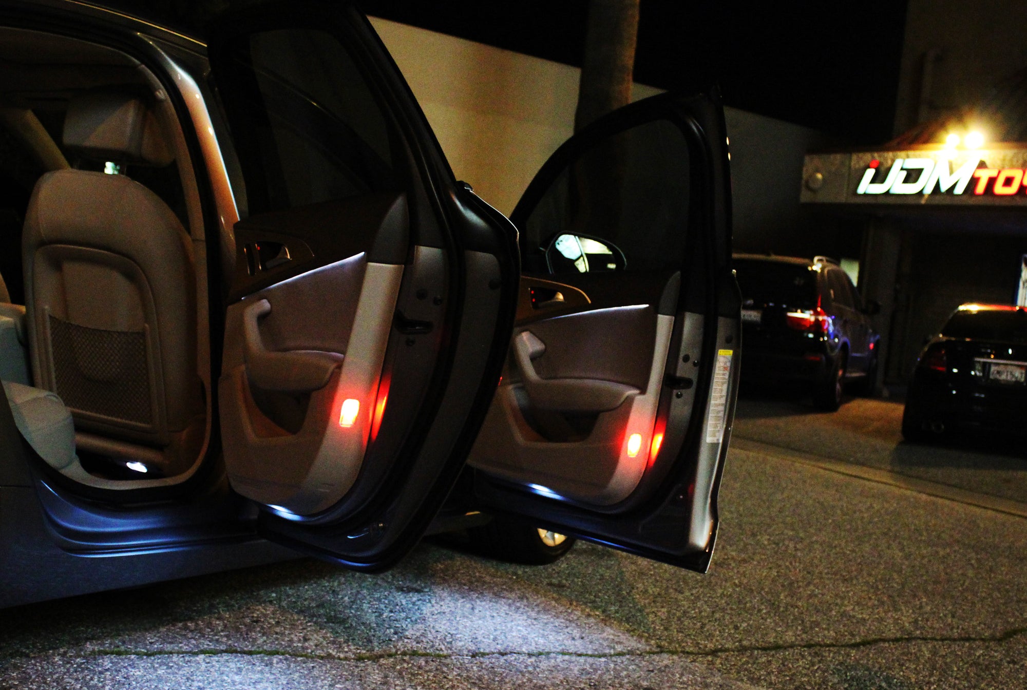 2PCS Red Full LED Interior Car Lights Kit - Footwell, Side/Under Door, Dash & Trunk Cargo Lighting for Audi VW | Enhance Ambience & Safety for Night Driving