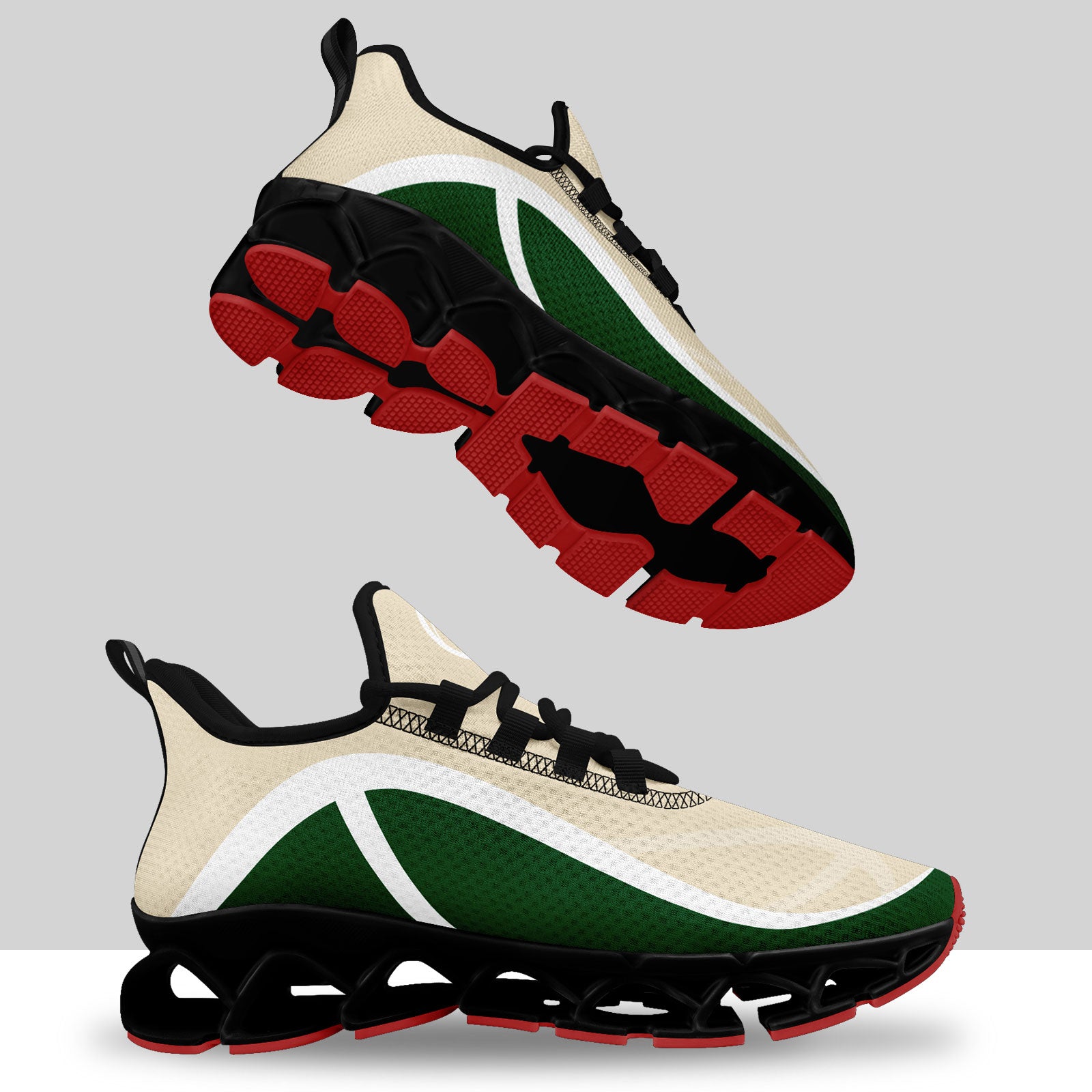 Custom Green Cream Maxsoul Sneakers - Personalized Comfort Shoes FN003XD D020391 Size 14 | Trendy Casual Wear for Men & Women, Perfect for Walking, Gym, and Street Fashion