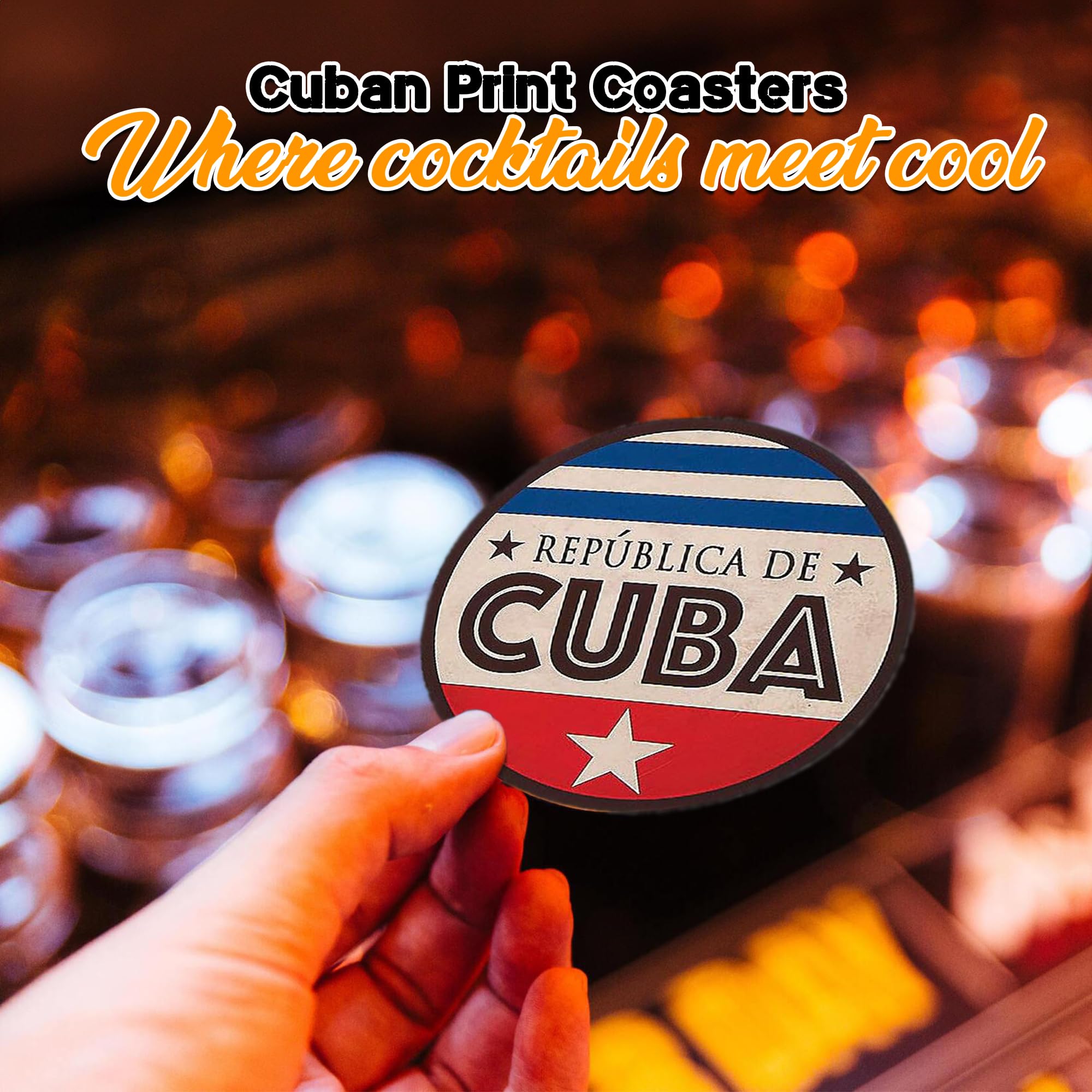 12-Piece Cuban Print Coasters Set | Havana Nights Theme | Tropical Party Decor | Perfect for Cocktail Parties, Home Bars & Latin-Themed Events
