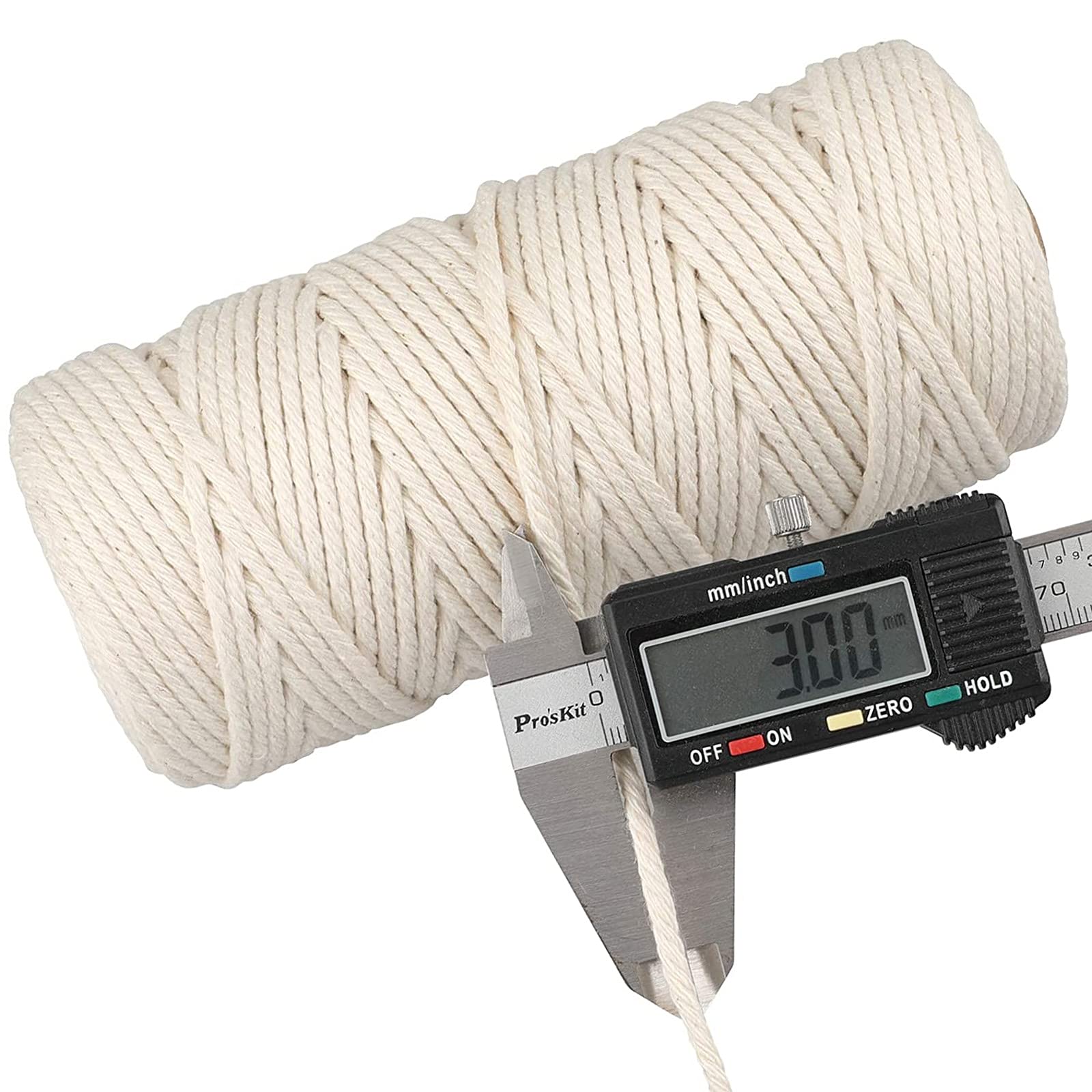 4 Ply Twisted Macrame Cotton Cord - 3mm x 109 Yards Natural Deep Blue Macrame Yarn for DIY Plant Hangers, Wall Hangings & Boho Home Decor | Perfect Macrame Supplies for Beginners & Craft Projects