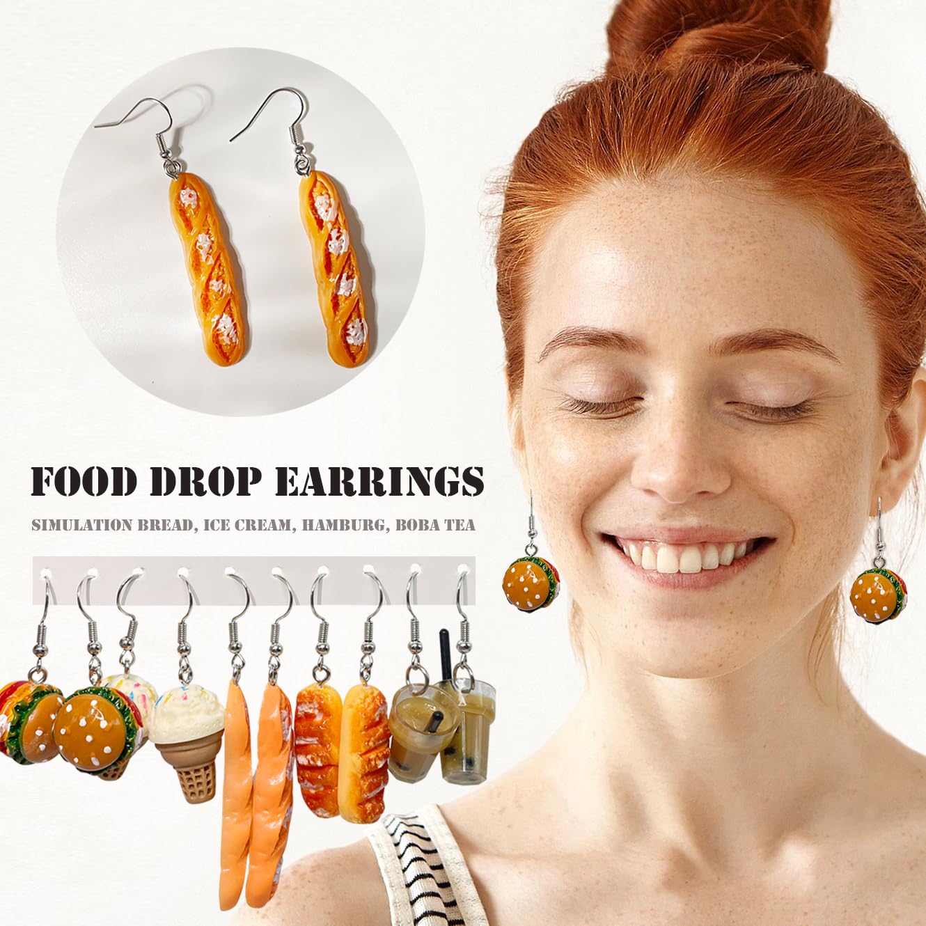 EIELO 30 Pairs Cute Funny Gummy Bear & Duck Drop Dangle Earrings for Women - Clip On Aesthetic Animal Food Earrings Set - Perfect for Parties, Gifts & Daily Fashion Accessories