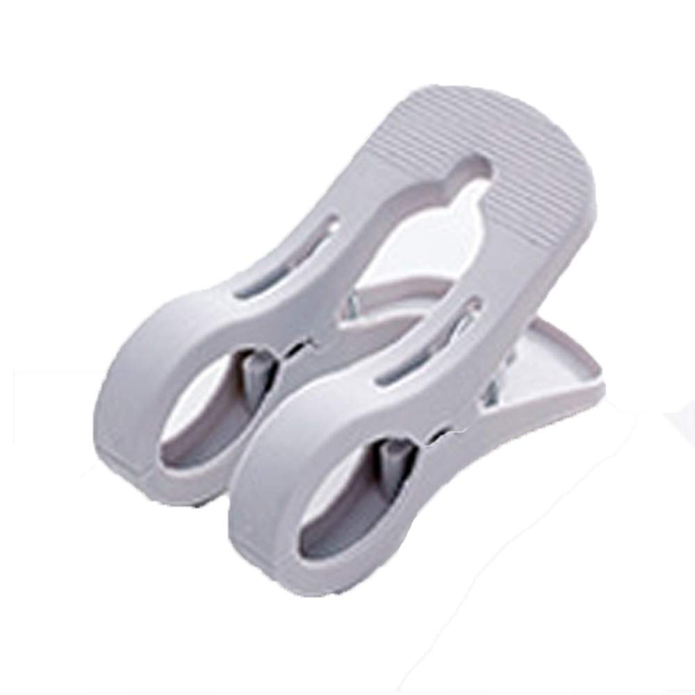 2Pcs Large Windproof Plastic Beach Towel Clips - Heavy Duty Bathroom & Pool Chair Clamps for Laundry, Quilts, Sunbeds - Perfect for Outdoor, Travel & Home Use (Grey)