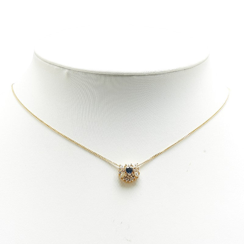 18K Yellow Gold Sapphire Diamond Heart Pendant Necklace for Women - Elegant Jewelry Gift for Valentine's Day, Anniversary & Special Occasions