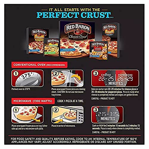 Red Baron Deep Dish Pizza Singles Variety Pack (4 Pack) - Frozen Gourmet Pizza for Quick Meals, Parties & Family Dinners