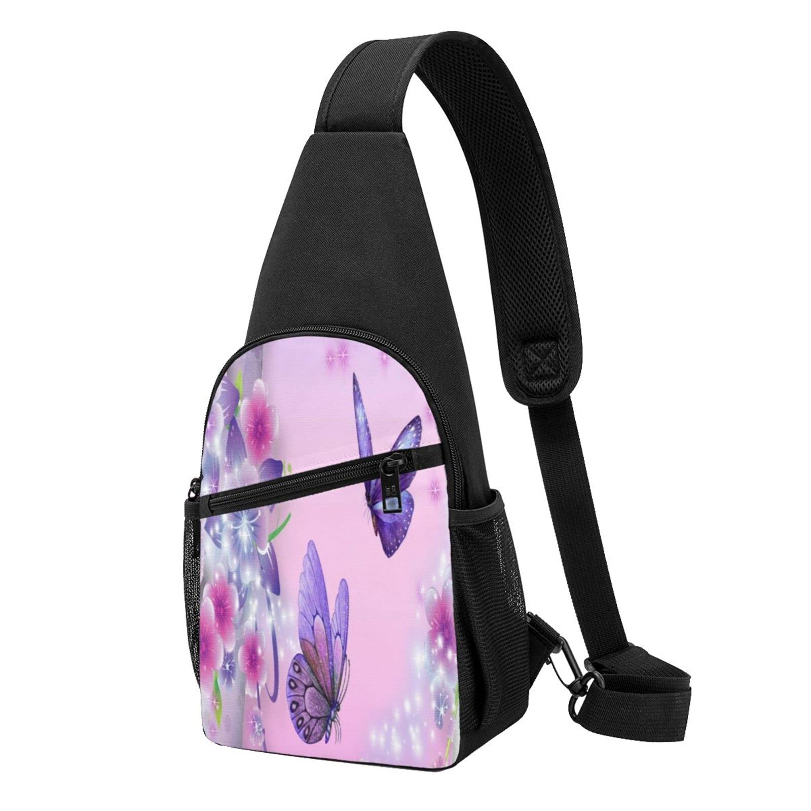Purple Butterfly Hiking Backpack - Lightweight Chest Pack for Travel & Day Hikes