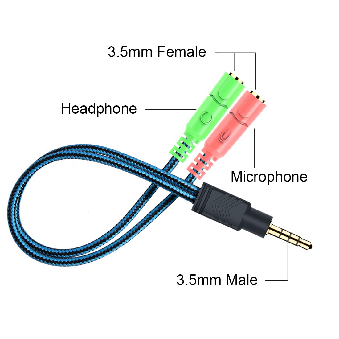 ENVEL 3.5mm Audio Y Splitter Adapter - 2 Female to 1 Male Headphone & Mic Jack Converter for Laptop, Mac, PS4, Xbox One, Smartphone & Tablet - Perfect for Gaming, Online Meetings & Music Listening