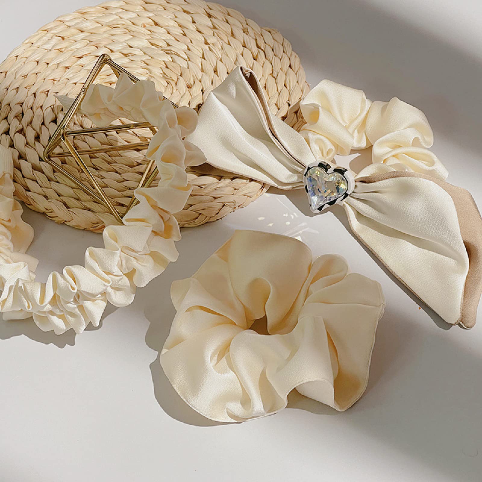 Large Ponytail Holders 4Pcs - Cotton Linen Hair Rings for Women | Perfect for Thick Hair & Daily Styling
