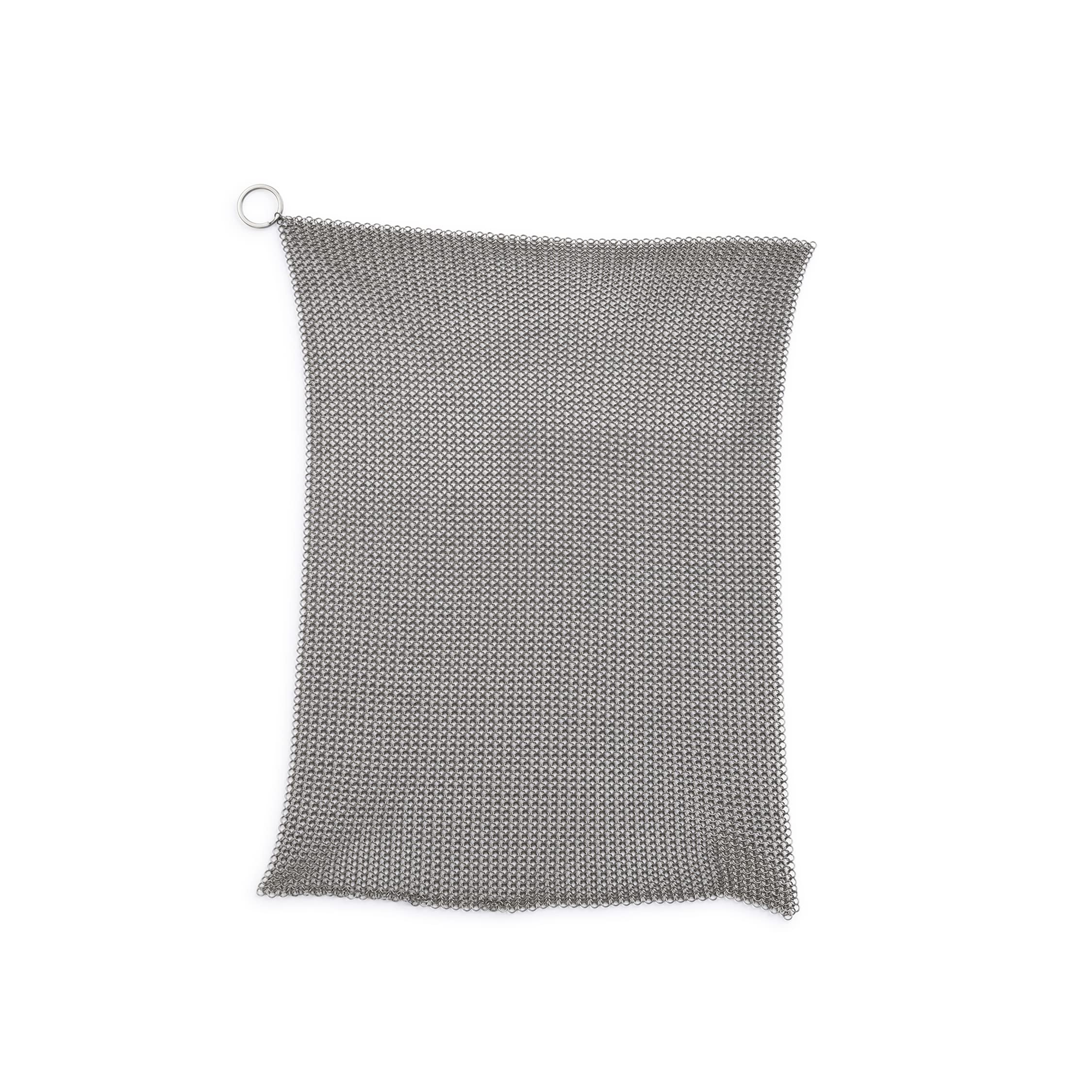 Premium Stainless Steel Cleaning Mesh Scrubber for Cast Iron Pans - Heavy Duty Grill Brush & Skillet Cleaner - Rust-Free Chainmail Scrubber for Kitchen, Camping & Outdoor Cooking Accessories