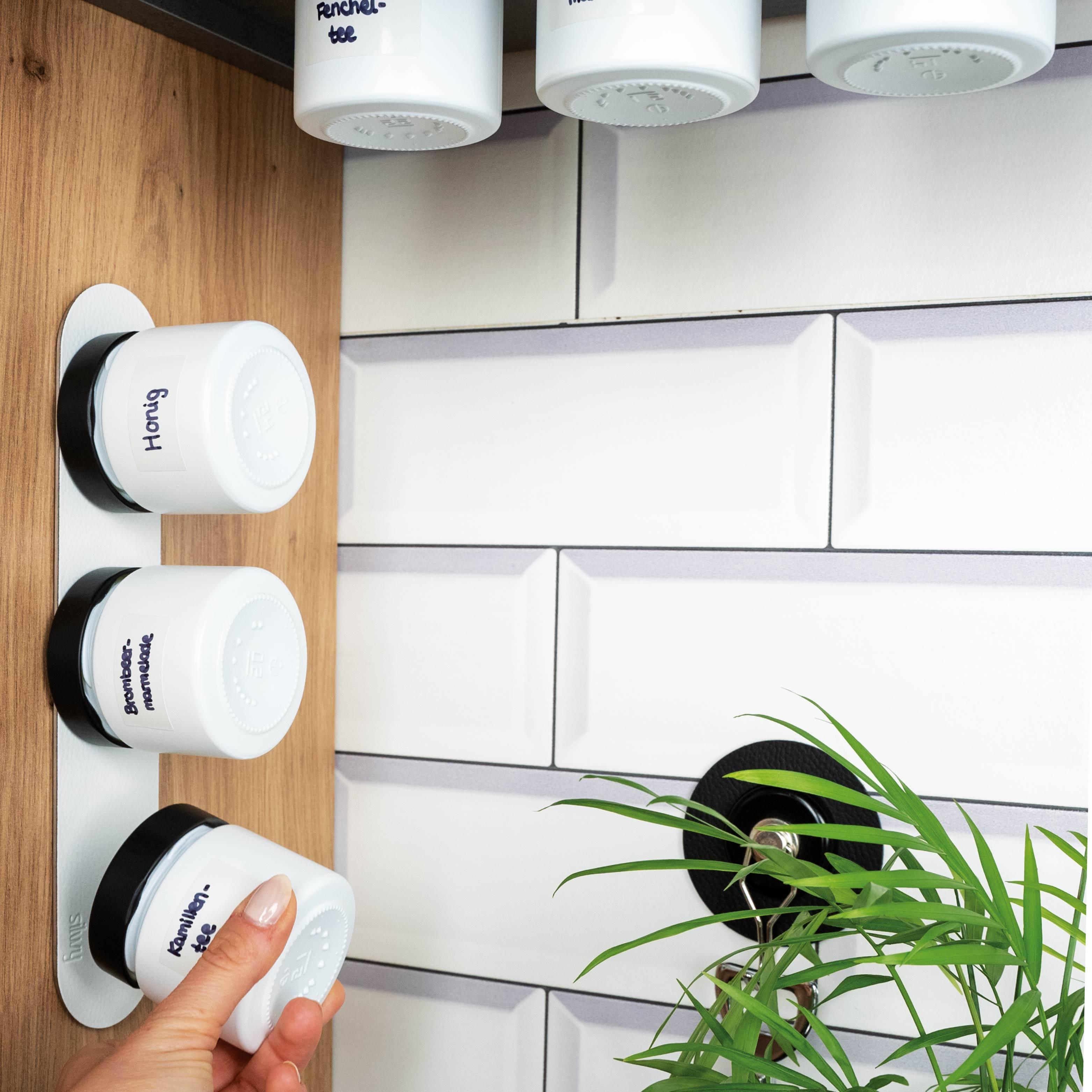 Premium White Magnetic Spice Jars 125ml with Wooden Lid - Perfect for Kitchen Pantry Organization & Spice Storage