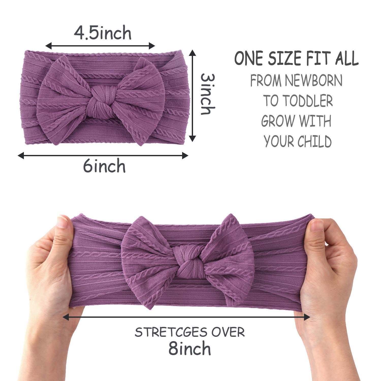 Makone 8PCS Baby Headbands Set - Soft Nylon Hair Bows & Headwraps for Newborn, Infant & Toddler Girls (0-3, 0-6, 6-12 Months) - Perfect for Photoshoots, Birthday Parties & Everyday Outfits