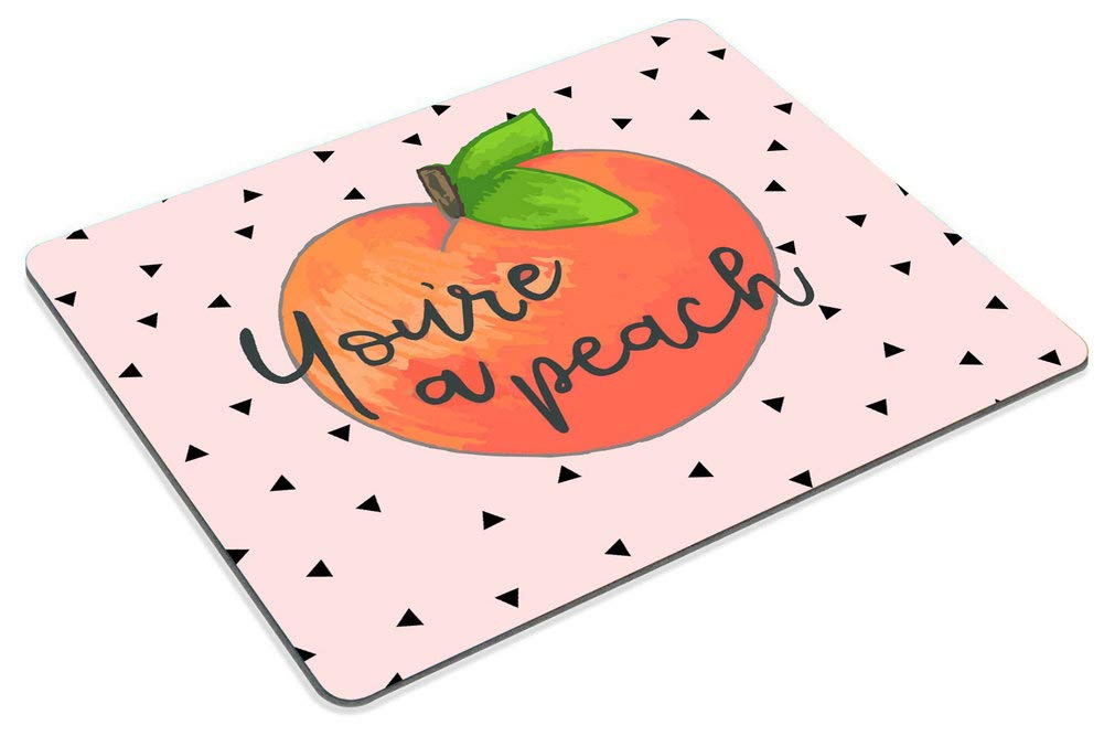 Custom Smooffly Gaming Mousepad - Hand Drawn Peach Design with 'You're a Peach' Quote - Non-Slip Computer & Laptop Mouse Pad for Gamers, Office & Home Use