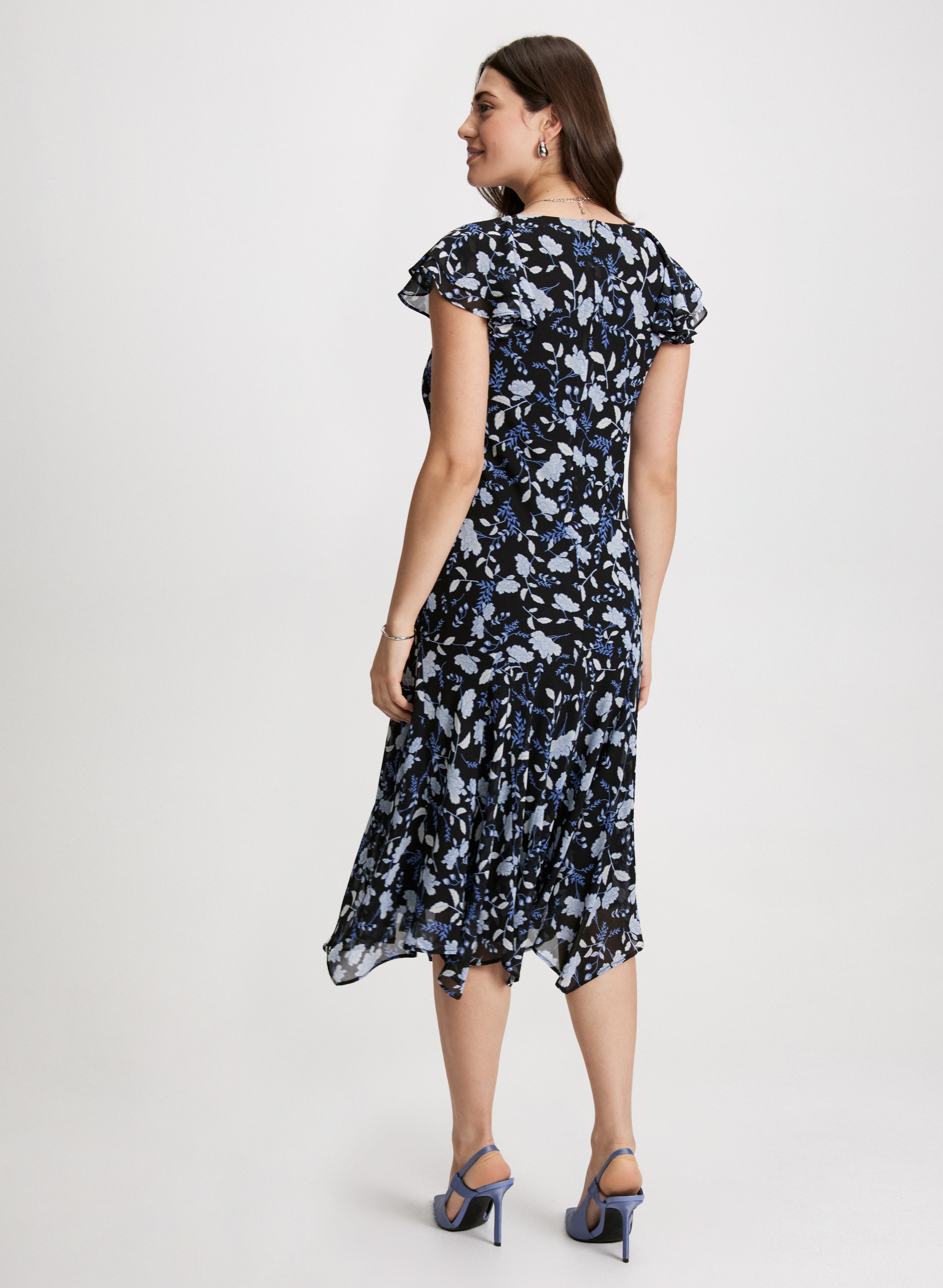 Floral Flutter Sleeve Dress for Women - Elegant Summer Maxi Dress with Ruffle Sleeves - Perfect for Beach Vacation, Garden Party & Date Night