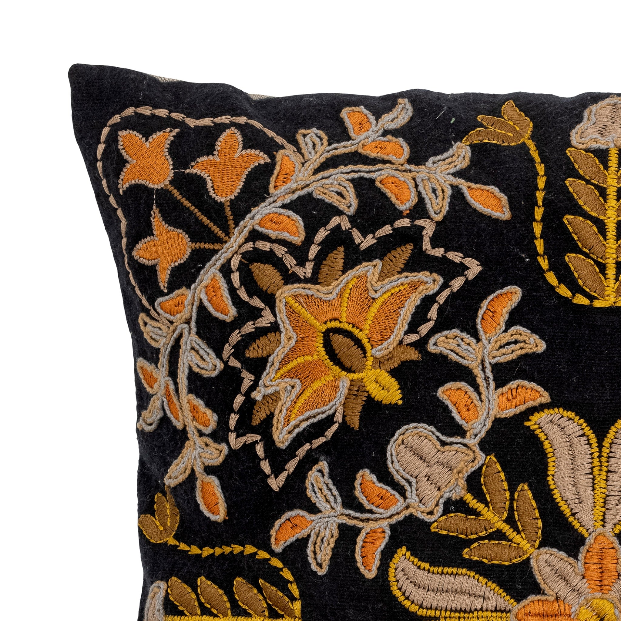 Bloomingville Colmar Cotton Embroidery Cushion Cover 45x45cm - Orange Mix Boho Home Decor for Living Room, Bedroom & Sofa