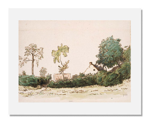 Jean François Millet Farmstead near Vichy Painting - Vintage French Countryside Art Print - Home & Office Wall Decor for Living Room, Bedroom, Study