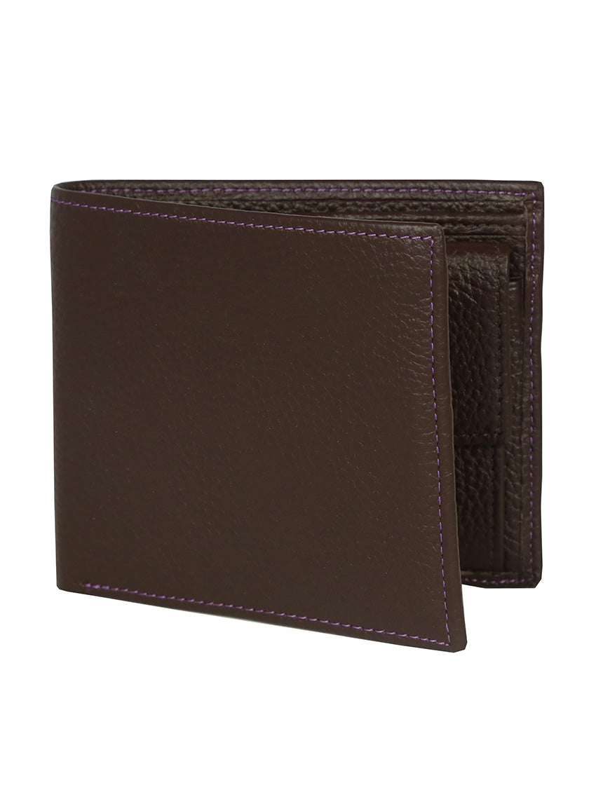 DÉCLIC Racer Stripe Bi-Fold Wallet for Men - Genuine Leather Slim Wallet with RFID Protection - Perfect for Everyday Use, Travel & Business (Chocolate Brown)