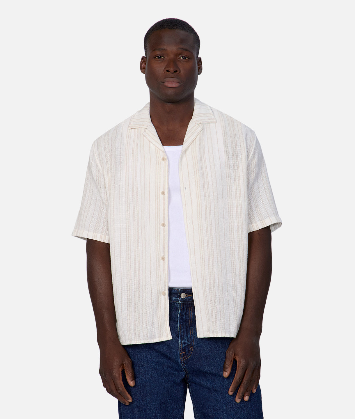 Oliveto Short Sleeve Shirt for Men - Off White Beige Casual Button Down Shirt | Perfect for Summer Outfits, Office Wear & Casual Dates