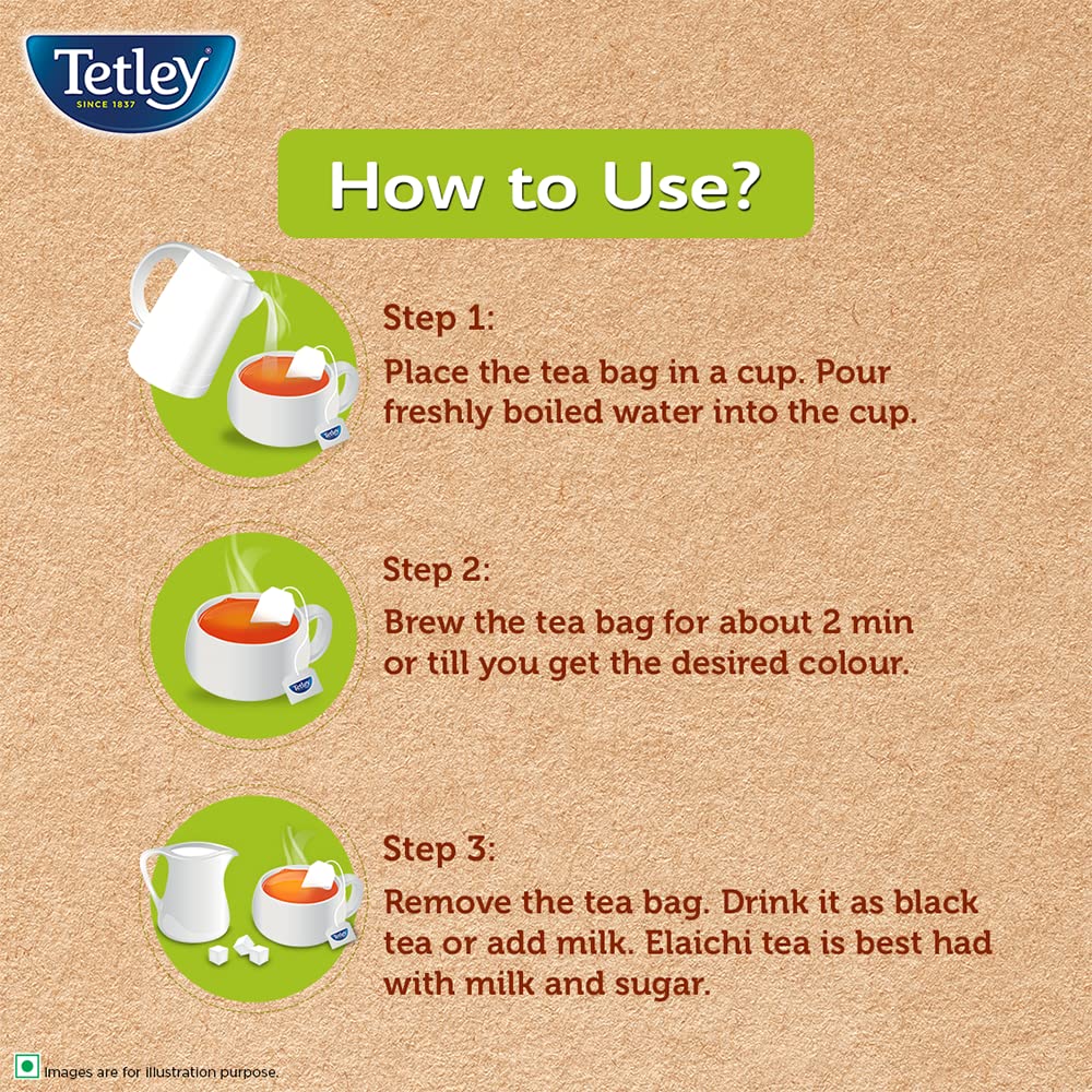 Tetley Elachi Flavor Tea Bags - 50 Count | Premium Cardamom Infused Black Tea | Perfect for Relaxation, Afternoon Tea & Gifting