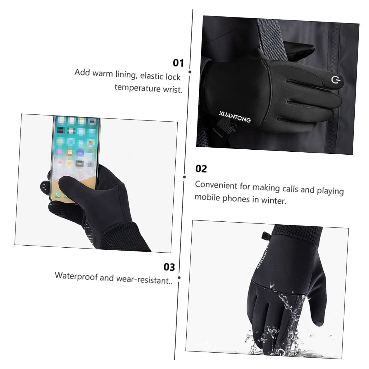 VALICLUD Waterproof & Windproof Gloves - Non-Slip Multipurpose Gloves for Running, Cycling, Hiking & Outdoor Activities - Durable Fabric Hand Protection for Men & Women
