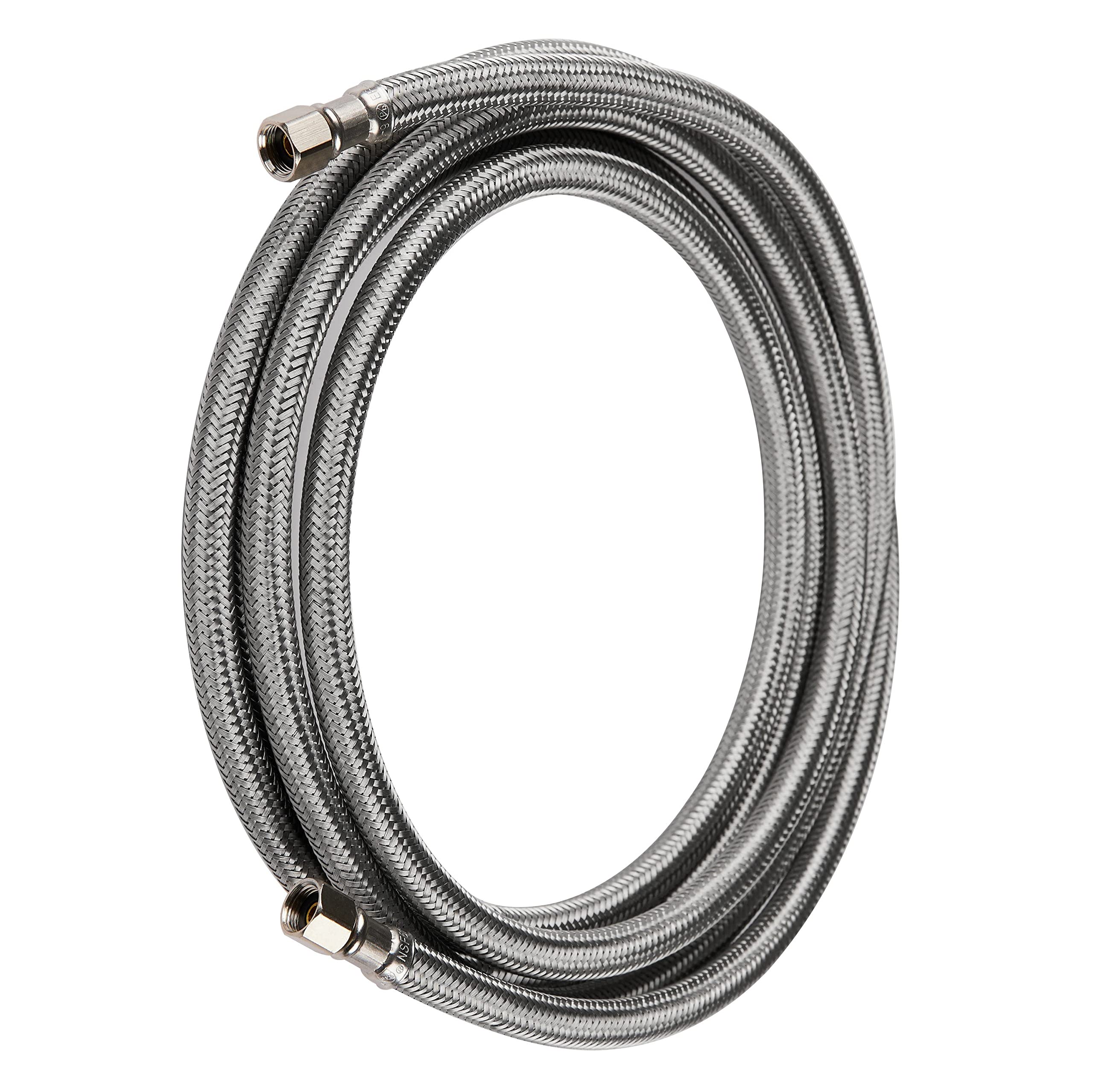 EFIELD 10 FT Stainless Steel Braided Refrigerator Ice Maker Water Supply Line - 1/4