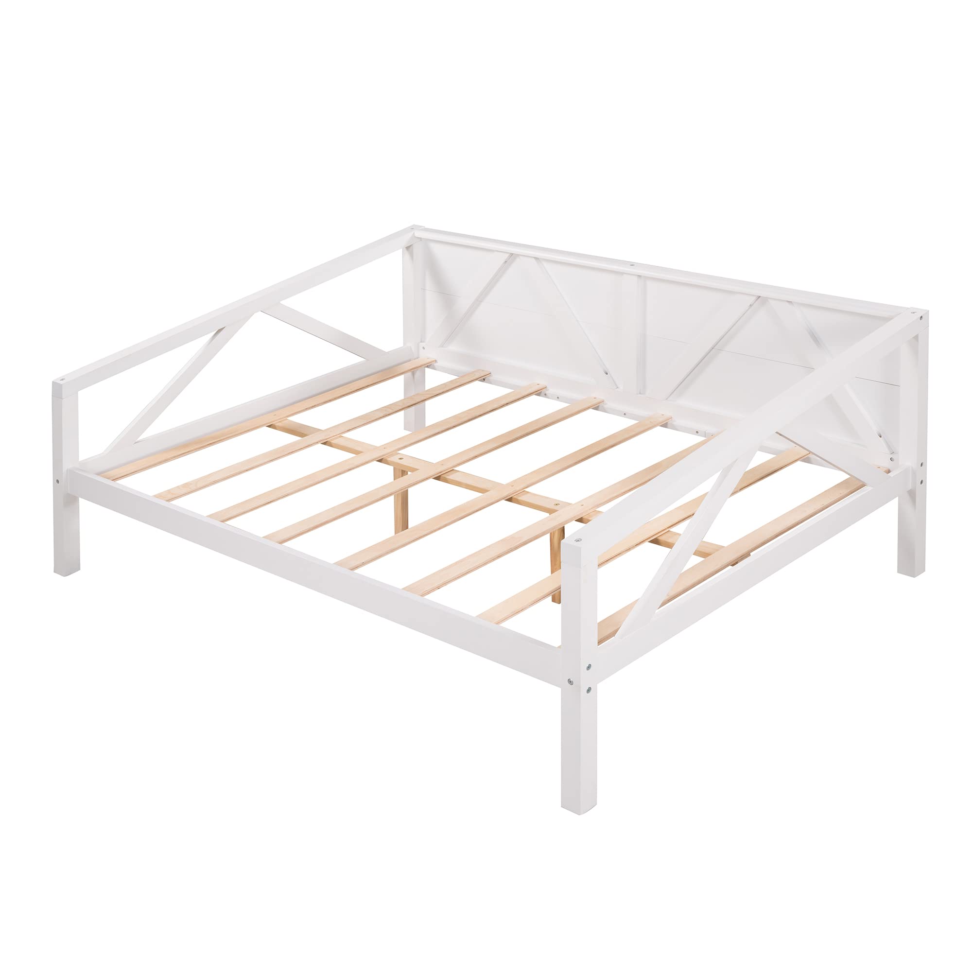 Merax Full Size Wooden Daybed for Teens & Girls - Sturdy Sofa Bed with 3 Side Rails, No Box Spring Needed - Perfect for Guest Rooms, Dormitories & Small Spaces