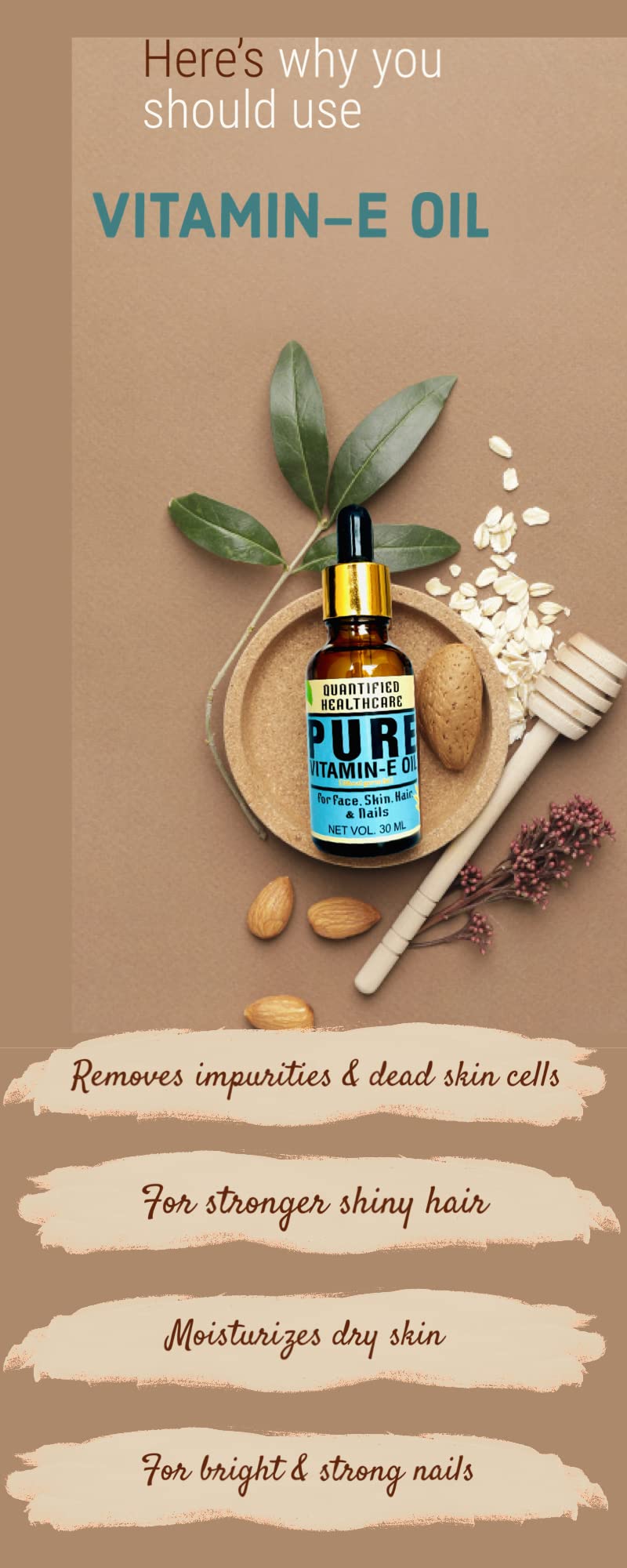Vitamin E Oil for Face, Skin, Hair & Nails | Natural Moisturizer & Antioxidant | Dry Skin Care, Hair Growth & Nail Strength | Perfect for Daily Skincare Routine & Beauty Regimen